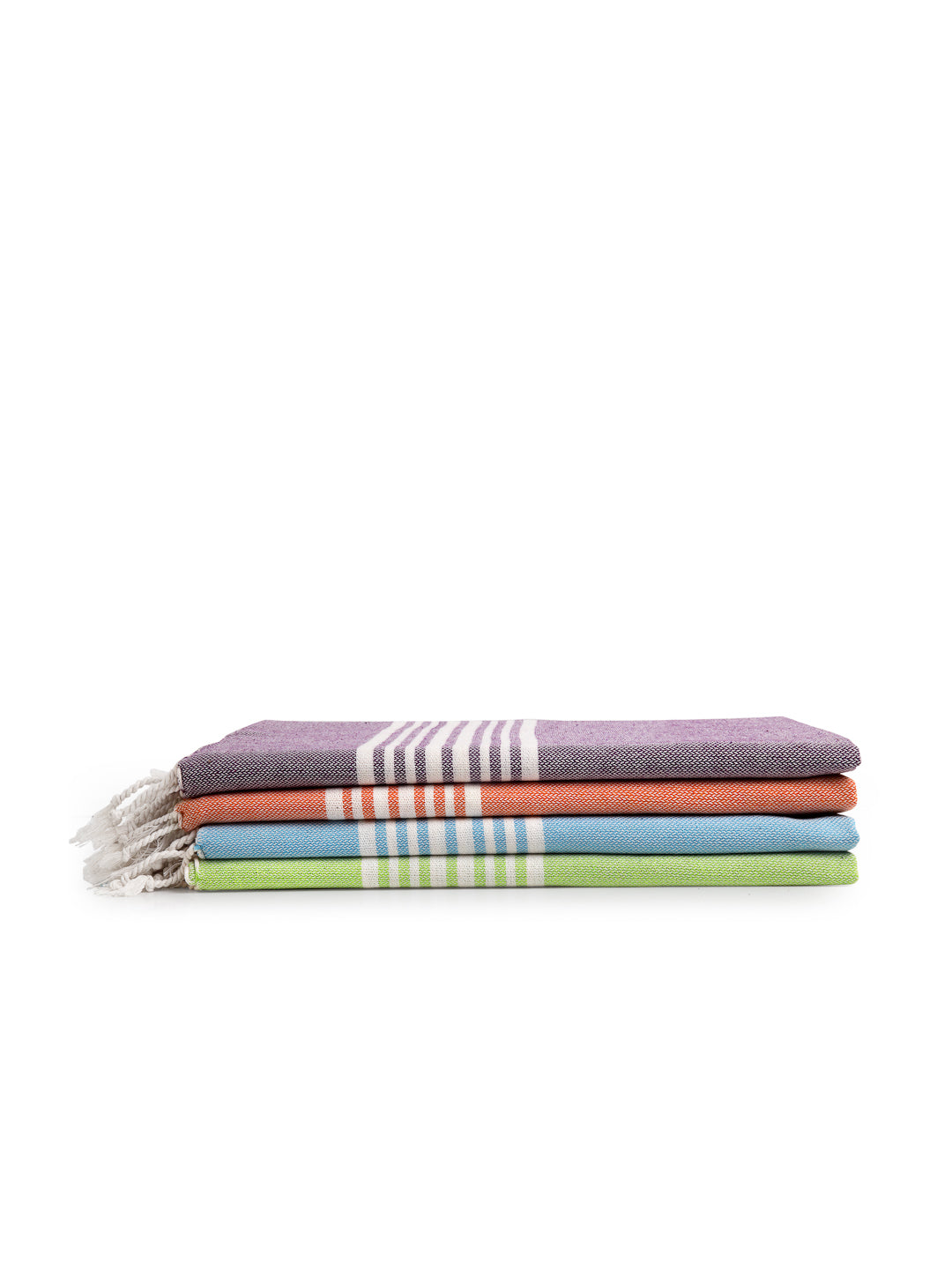 Arrabi Multi Solid Handwoven Cotton Bath Towel (Set of 4 ) (150 X 75 Cm)