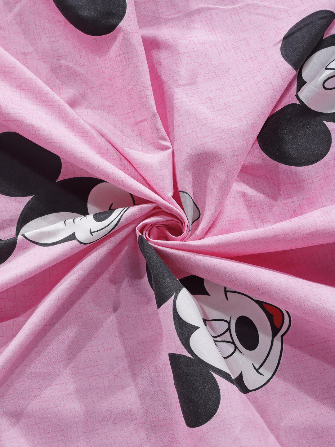 Arrabi Pink Cartoon TC Cotton Blend King Size Fitted Bedsheet with 2 Pillow Covers (250 X 220 Cm )
