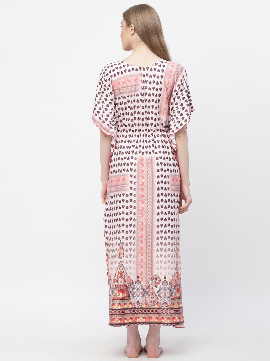 Arrabi Women Peach Indian Kaftan Dress
