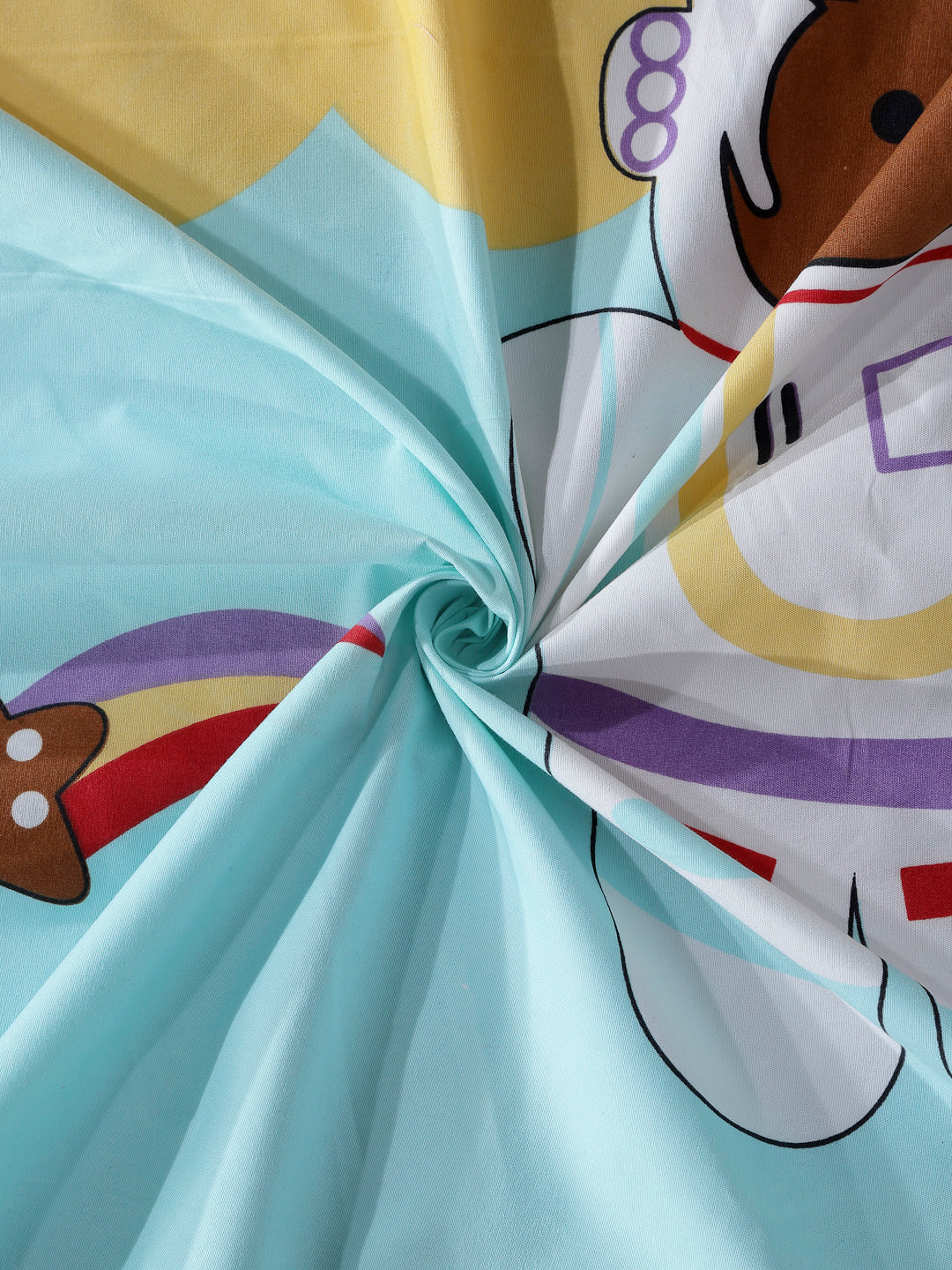 Arrabi Multi Cartoon TC Cotton Blend Double Size Bedsheet with 2 Pillow Covers