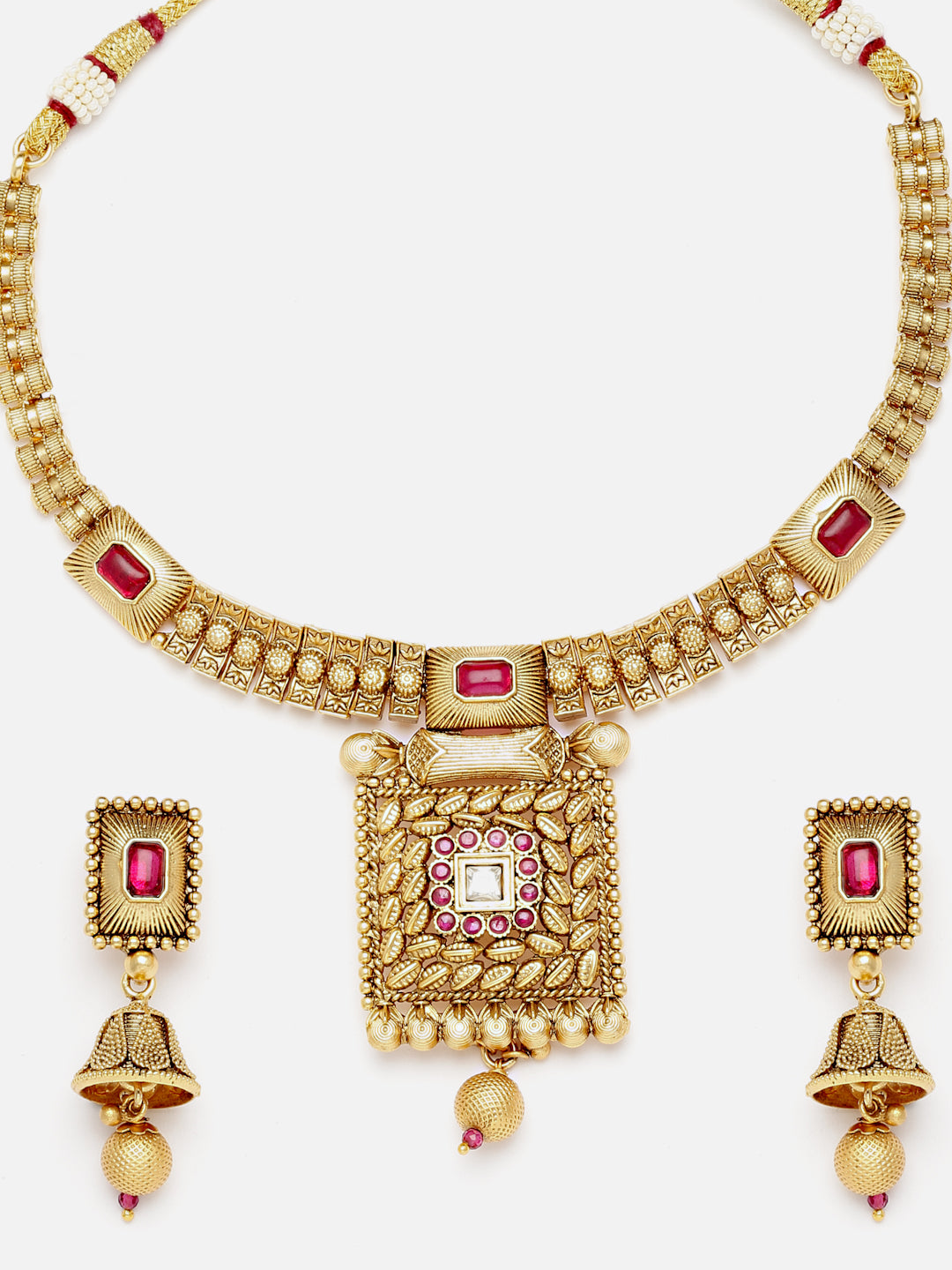 Arrabi Gold Handcrafted Jewellery Set with 2 Earrings(30 cm)