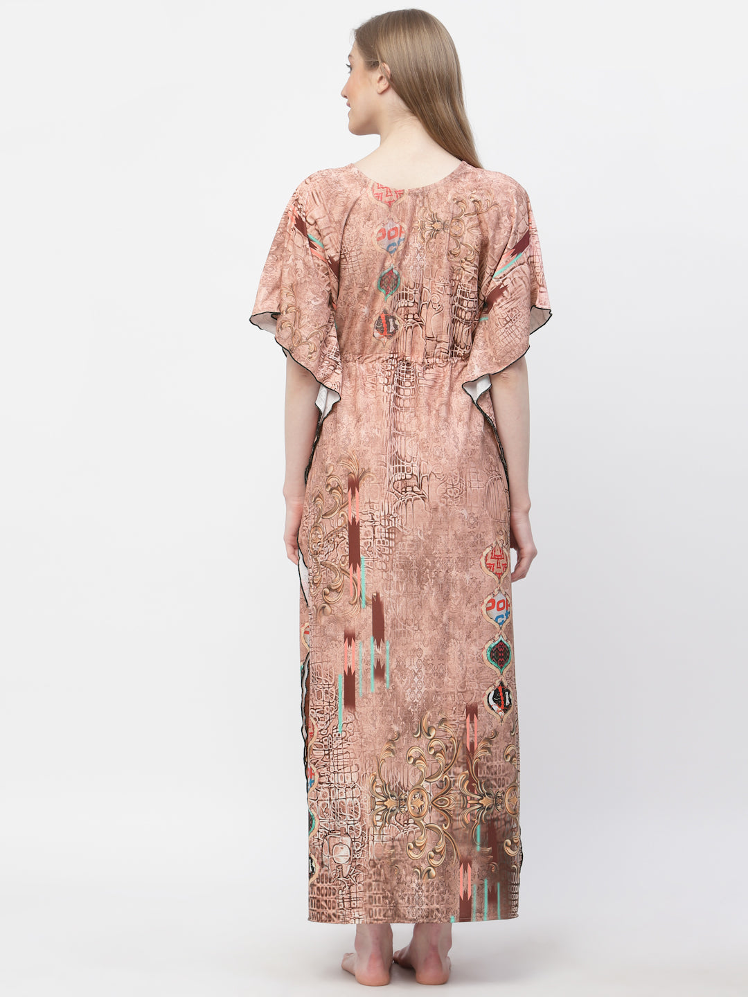 Arrabi Women Multi Abstract Kaftan Dress