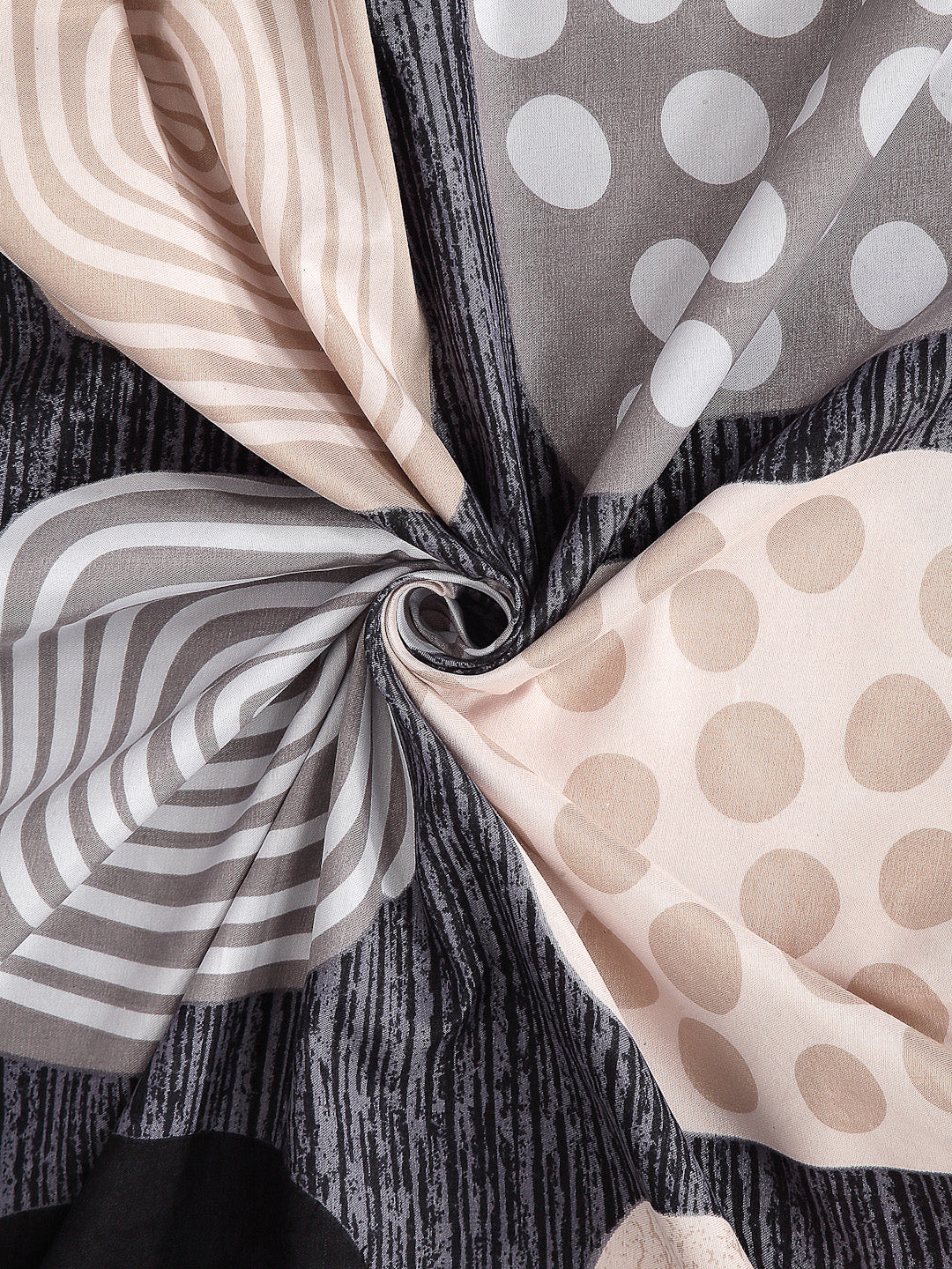 Arrabi Black Abstract TC Cotton Blend King Size Bedsheet with 2 Pillow Covers (250 X 220 cm)