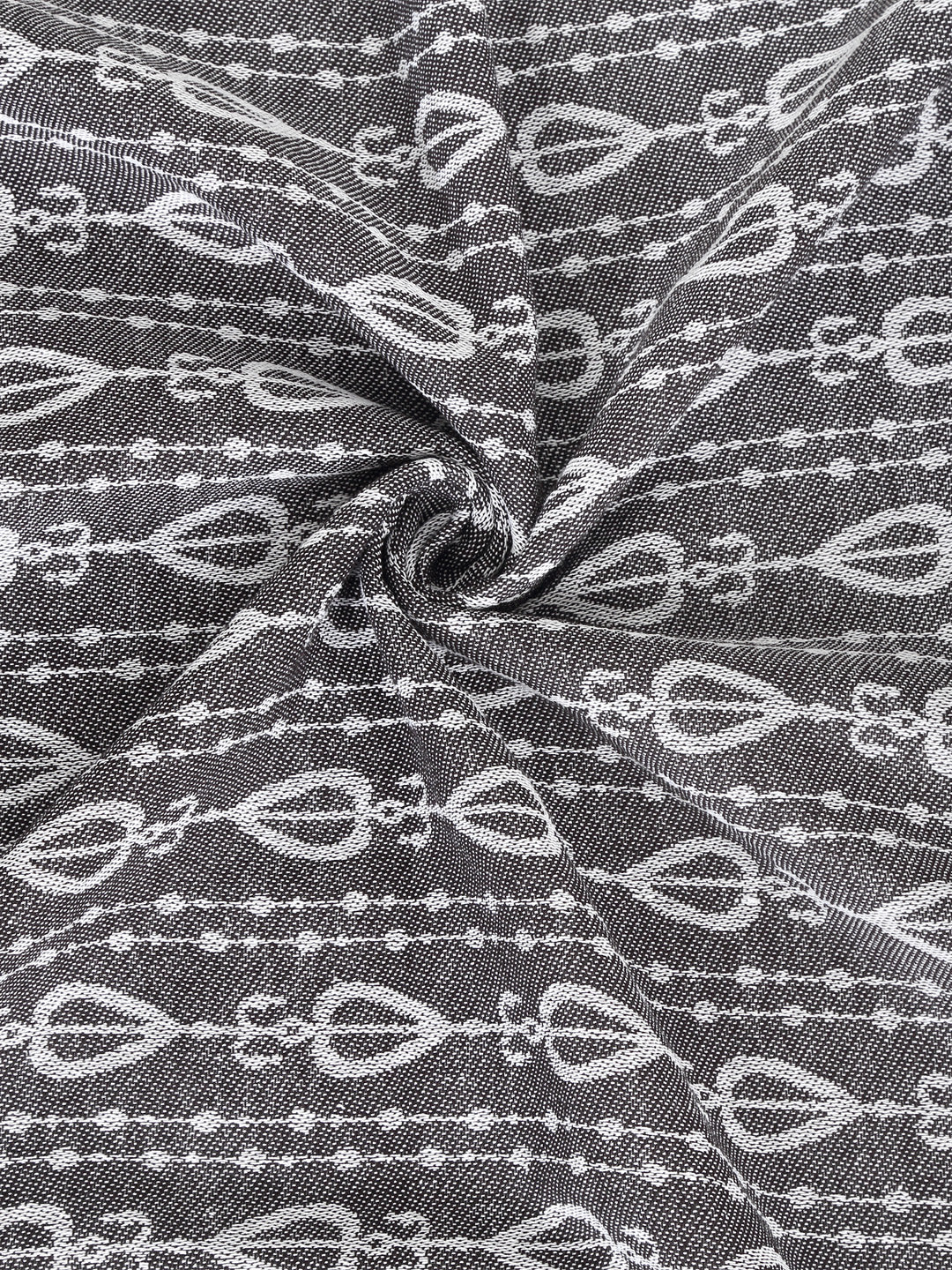 Arrabi Grey Set of 6 Stripes Handwoven Cotton Diwan Set (225 x150 cm)