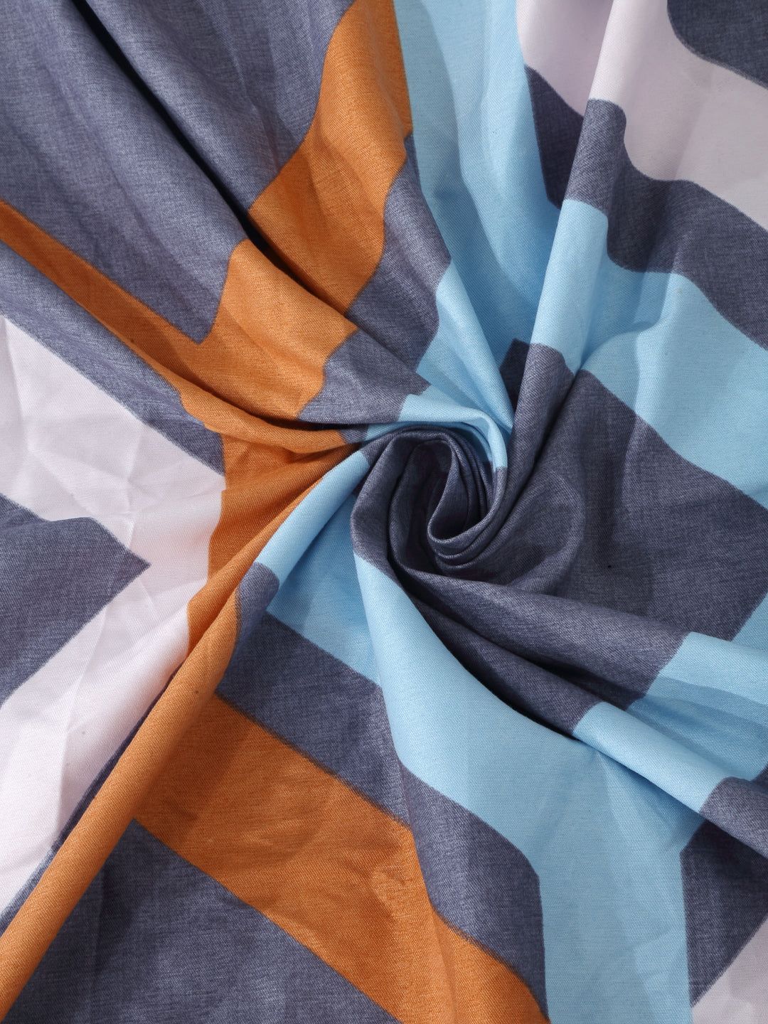 Arrabi Grey Geometric TC Cotton Blend Double King Size Bedsheet with 2 Pillow Covers (270 x 260 cm)