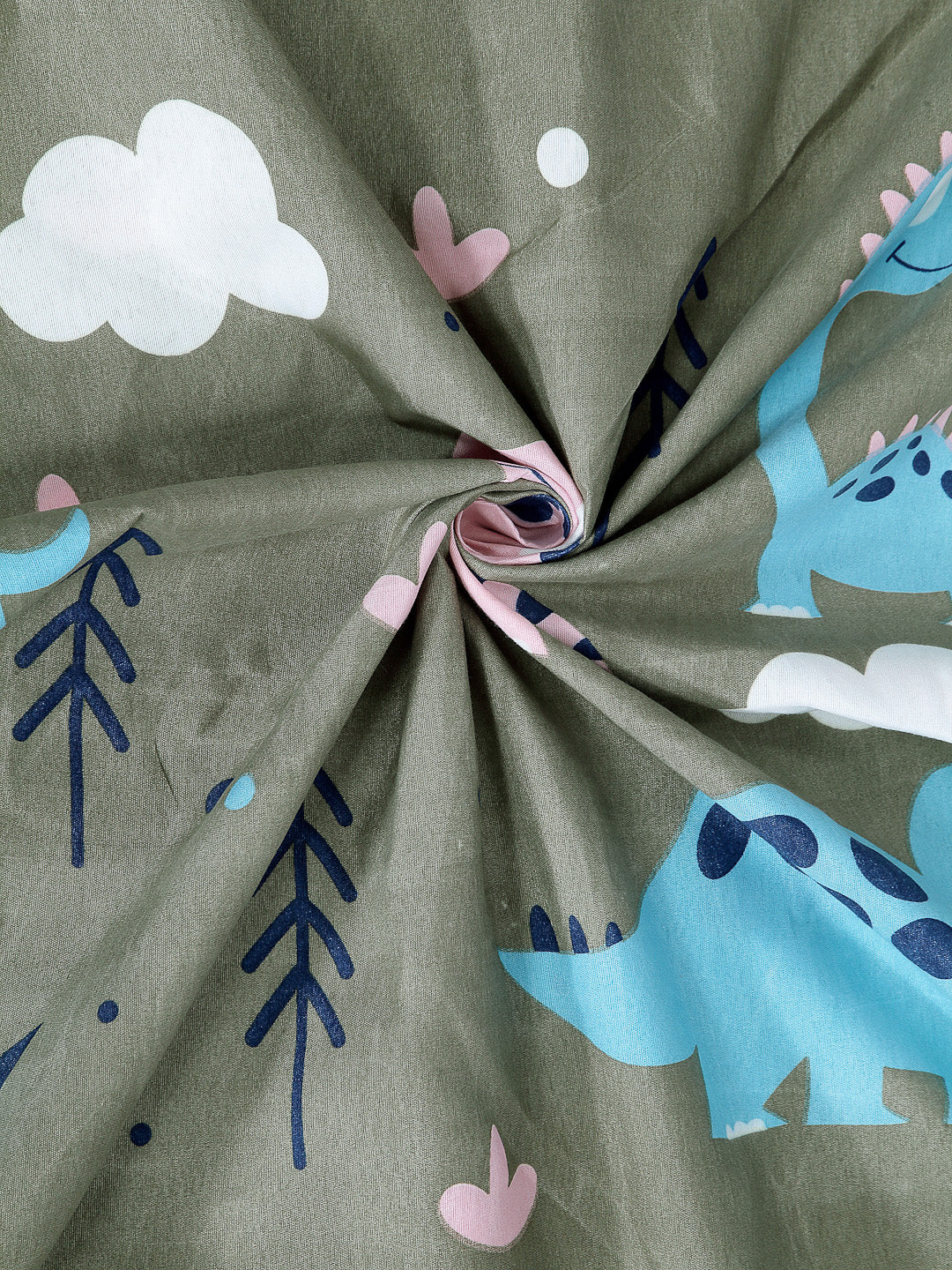 Arrabi Brown Cartoon TC Cotton Blend King Size Bedsheet with 2 Pillow Covers (250 X 215 cm)