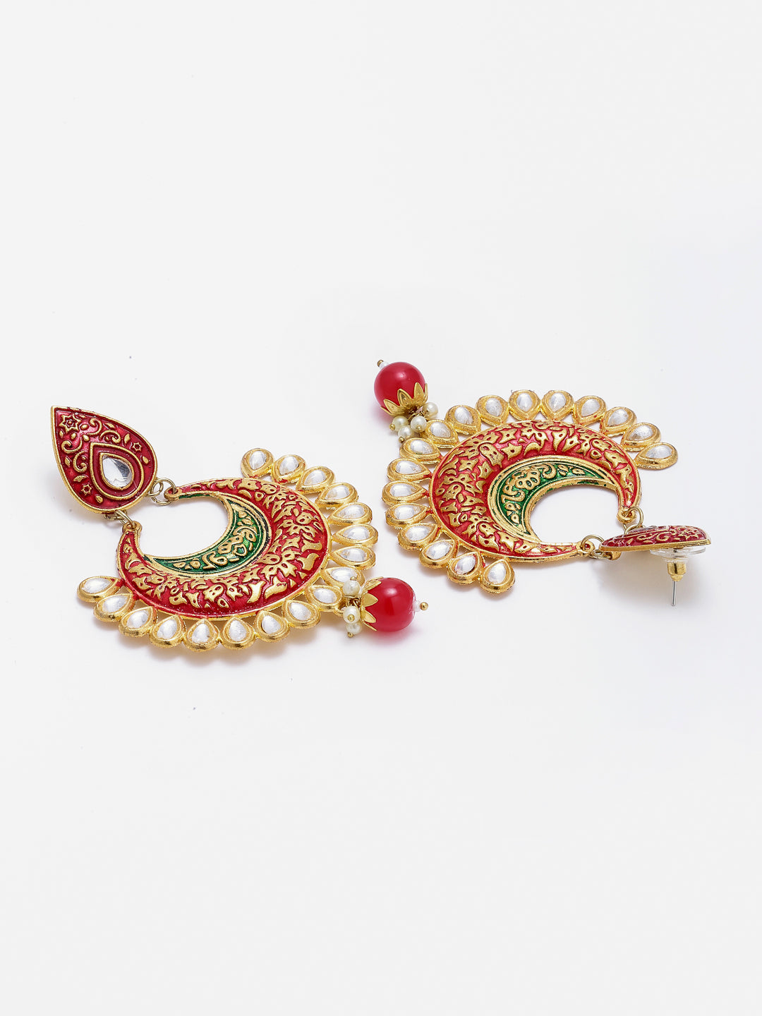 Arrabi Multi Oxidised Kundan Studded Maang Tika & Earrings Set (17 cm)