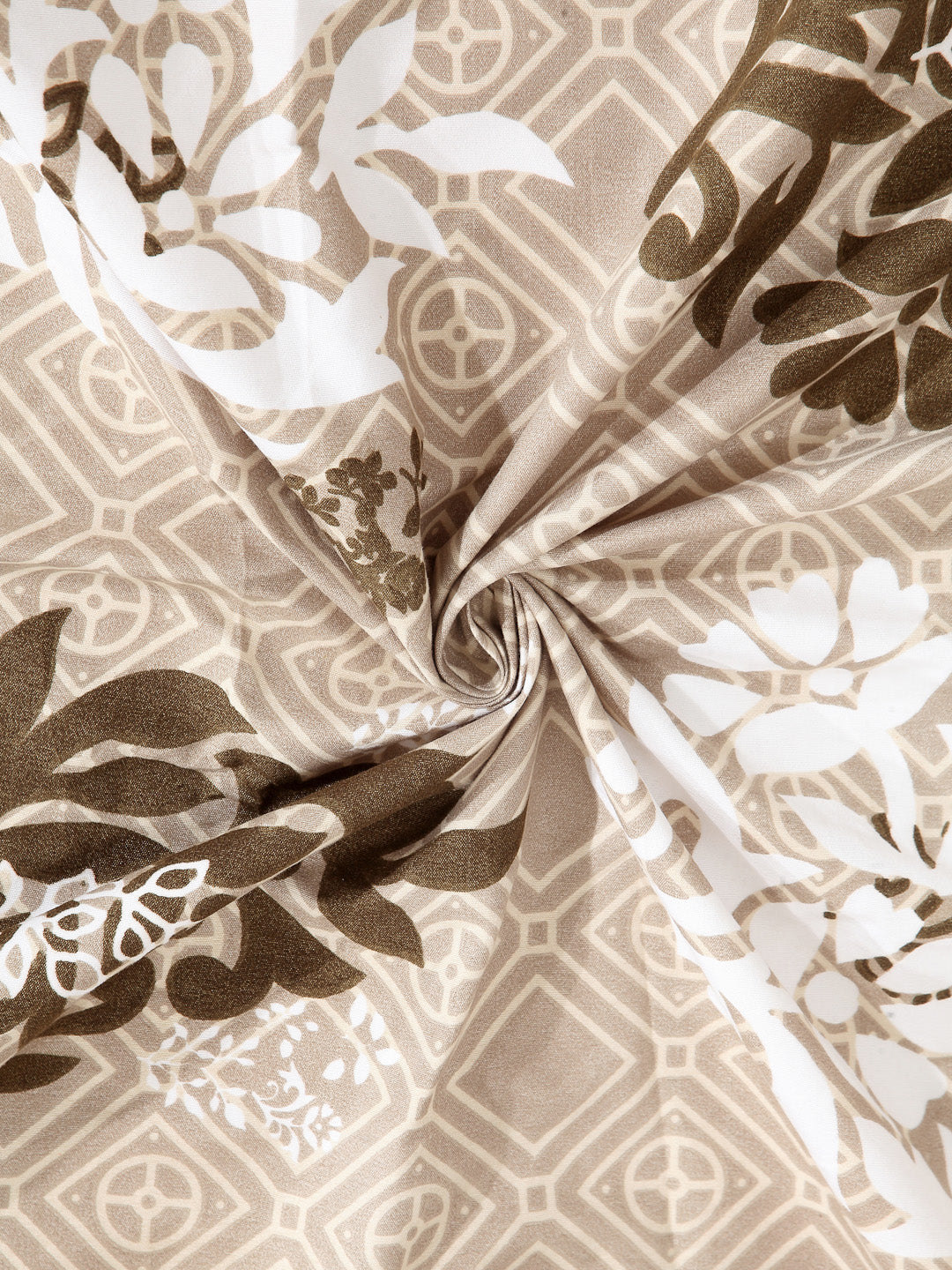 Arrabi Brown Indian TC Cotton Blend Double Size Bedsheet with 2 Pillow Covers (250 x 215 cm)