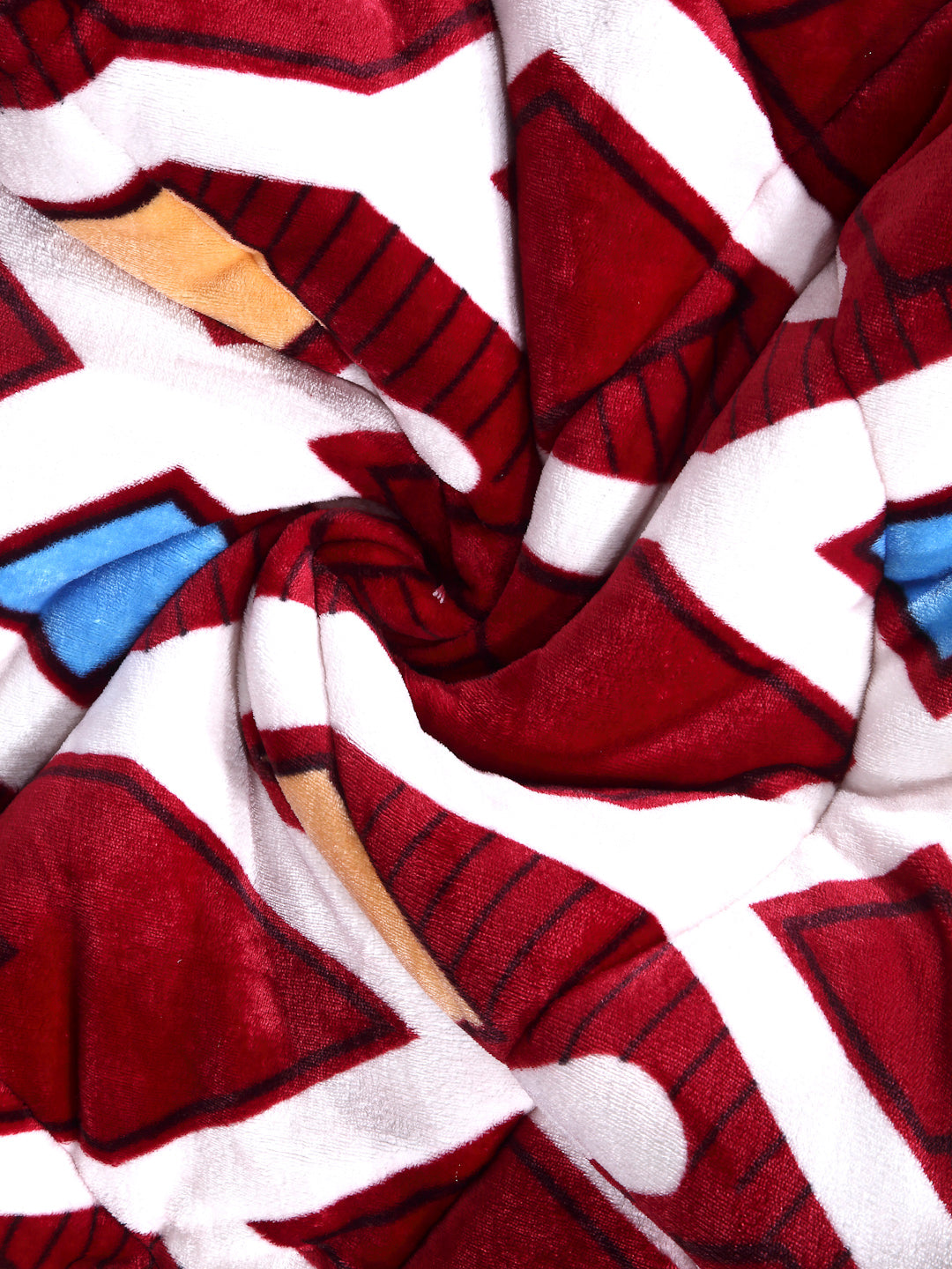 Arrabi Red Geometric Polyester Full Size 1060 GSM Single Bed Quilt (210 x 150 cm)