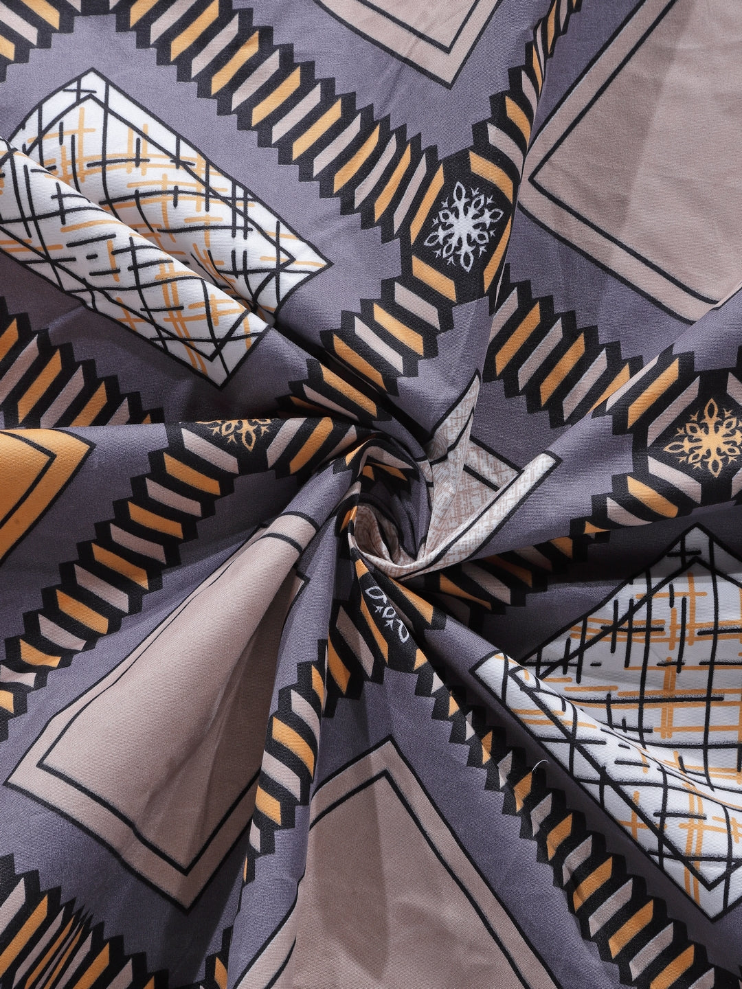 Arrabi Grey Geometric TC Cotton Blend Double Size Comforter Bedding Set with 2 Pillow Cover