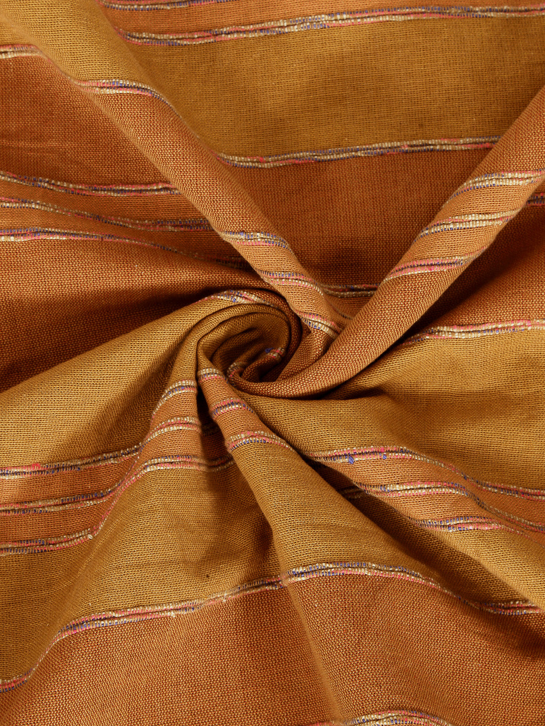 Arrabi Brown Stripes Handwoven Cotton Double King Size Bedsheet with 2 Pillow Covers (270 x 270 cm)