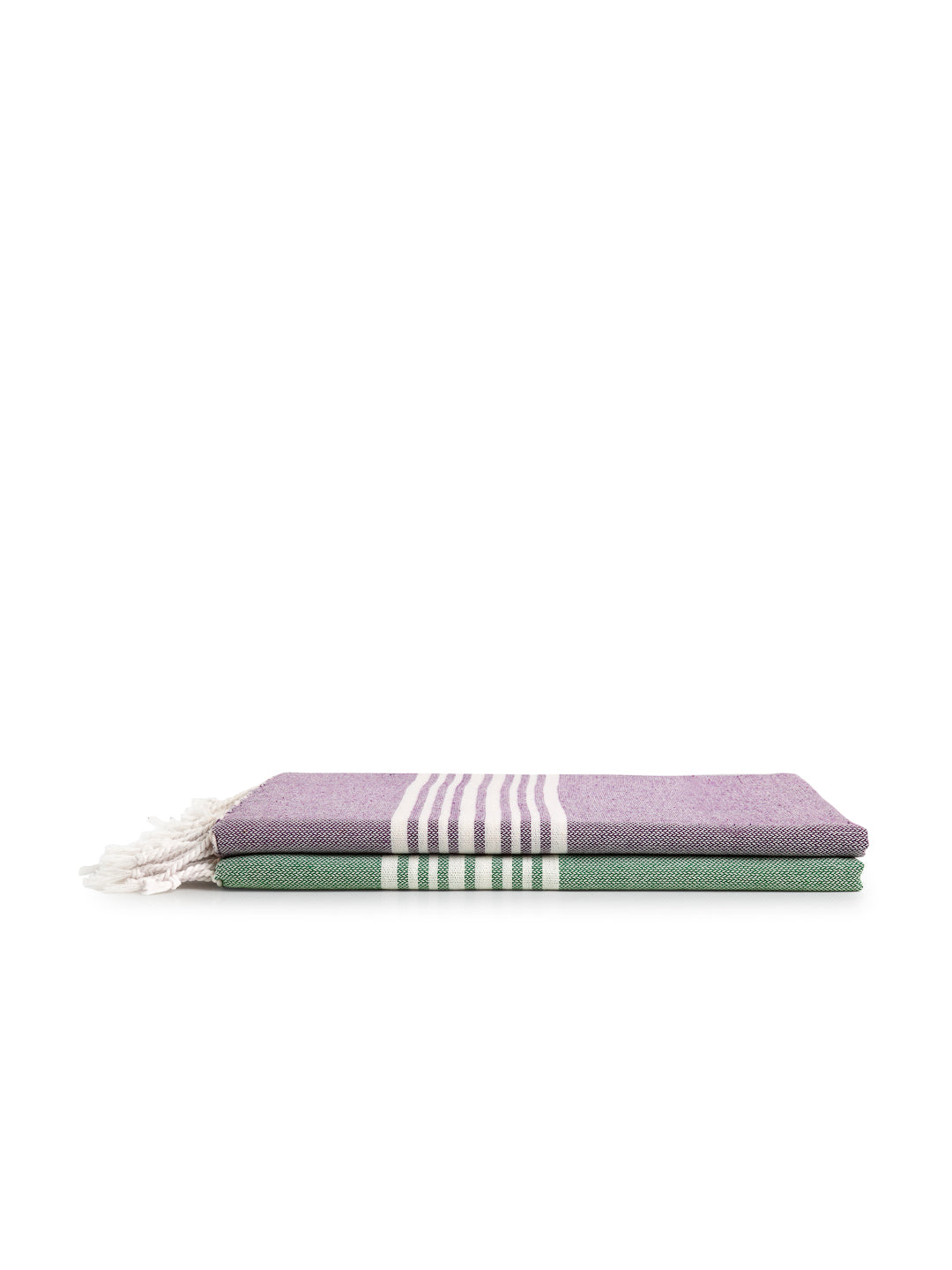 Arrabi Multi Solid Handwoven Cotton Bath Towel (Set of 2 ) (150 X 75 Cm)