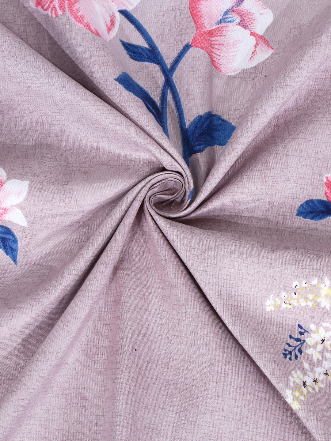 Arrabi Grey Floral TC Cotton Blend Double King Size Bedsheet with 2 Pillow Covers (270 x 260 cm)