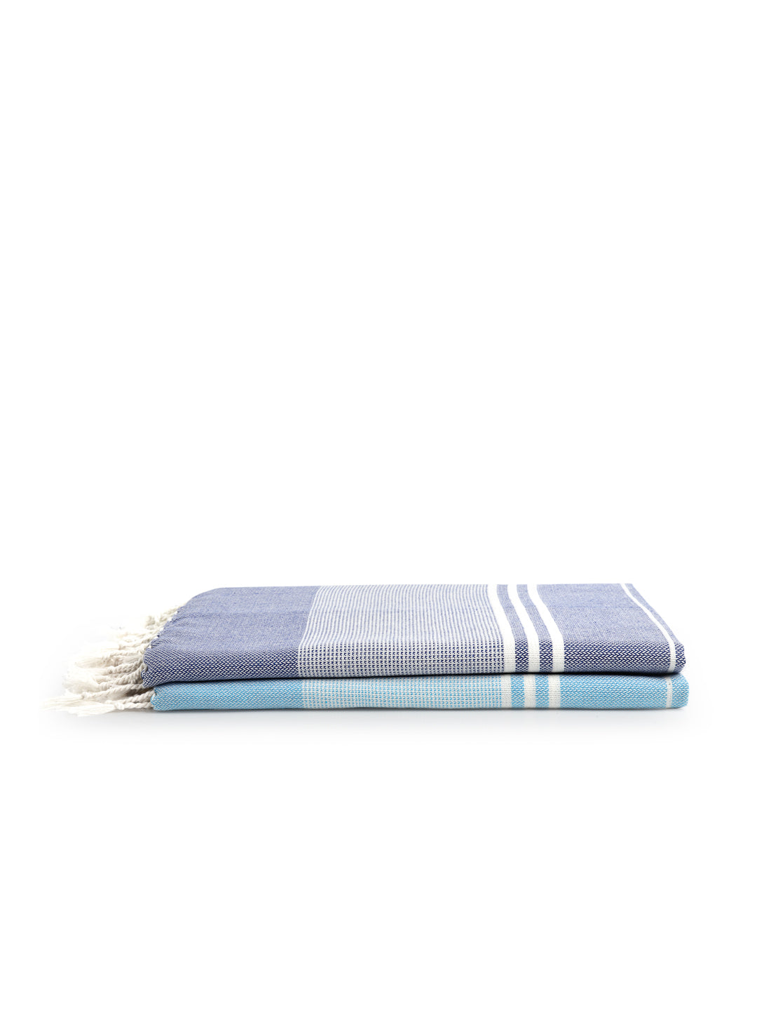 Arrabi Multi Stripes Handwoven Cotton Bath Towel (Set of 2) (150 x 75 cm)
