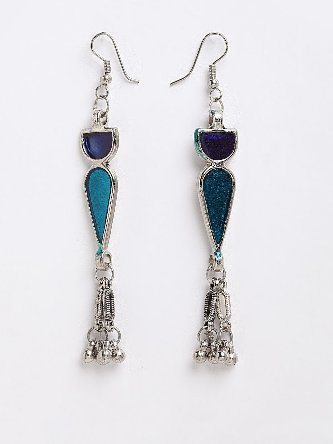 Arrabi Blue Meenakari Jewellery Set with 2 Earrings (40 cm)