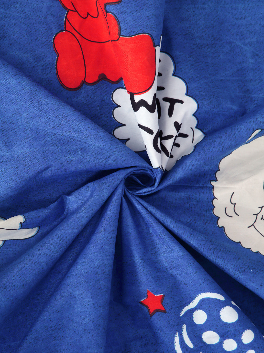 Arrabi Blue Cartoon TC Cotton Blend King Size Bedsheet with 2 Pillow Covers (250 X 220 cm)