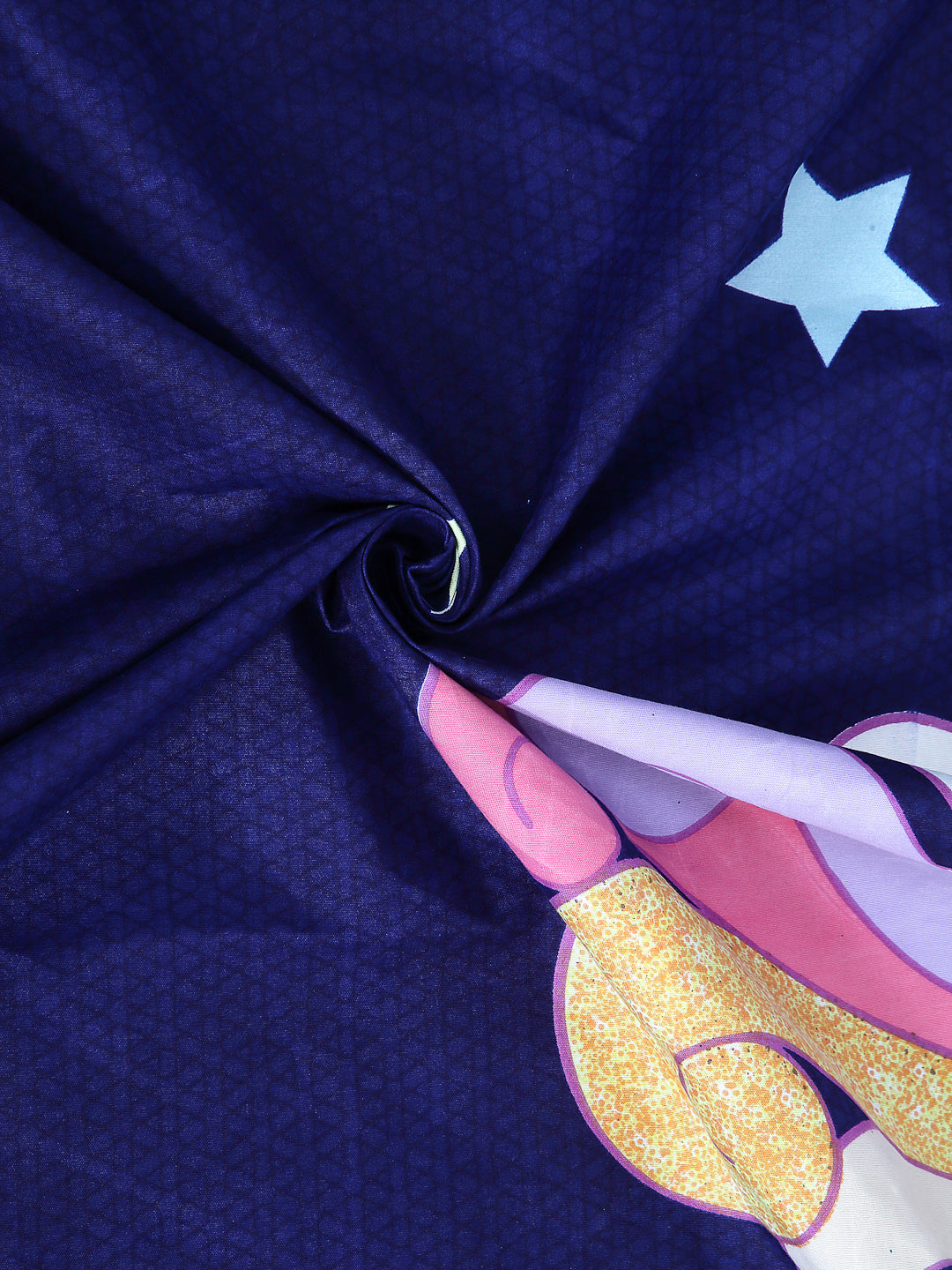 Arrabi Blue Cartoon TC Cotton Blend King Size Bedsheet with 2 Pillow Covers (250 X 220 cm)