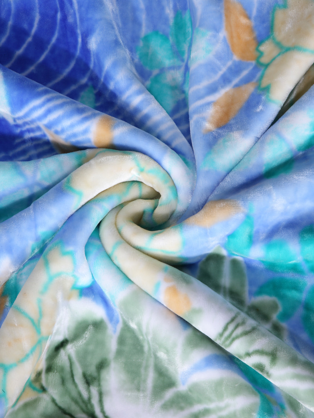 Arrabi Blue Floral Polyester 950 GSM Full Size Single Bed Blanket (210 X 150 cm)
