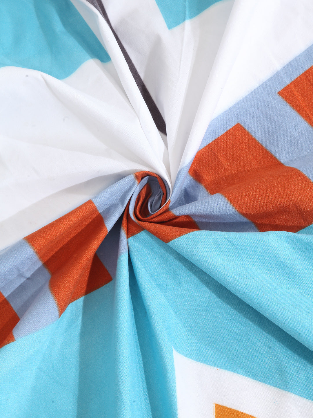 Arrabi Blue Geometric TC Cotton Blend Double Size Bedsheet with 2 Pillow Covers (250 x 215 cm)