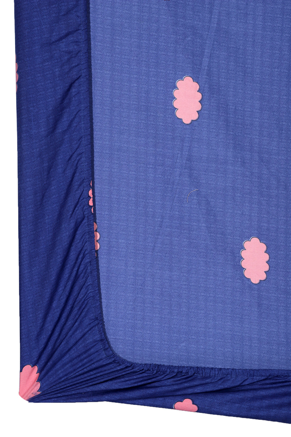 Arrabi Blue Cartoon TC Cotton Blend Double Size Fitted Bedsheet with 2 Pillow Covers (250 X 220 cm)