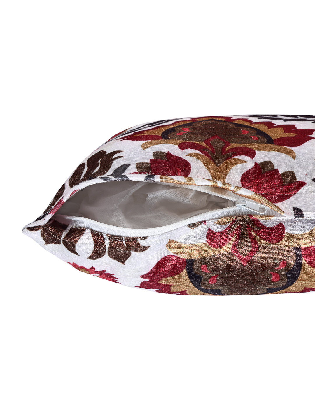 Arrabi Red Leaf TC Chenille Cotton Blend Cushion Covers (Pack of 5) (40 x 40 cm)