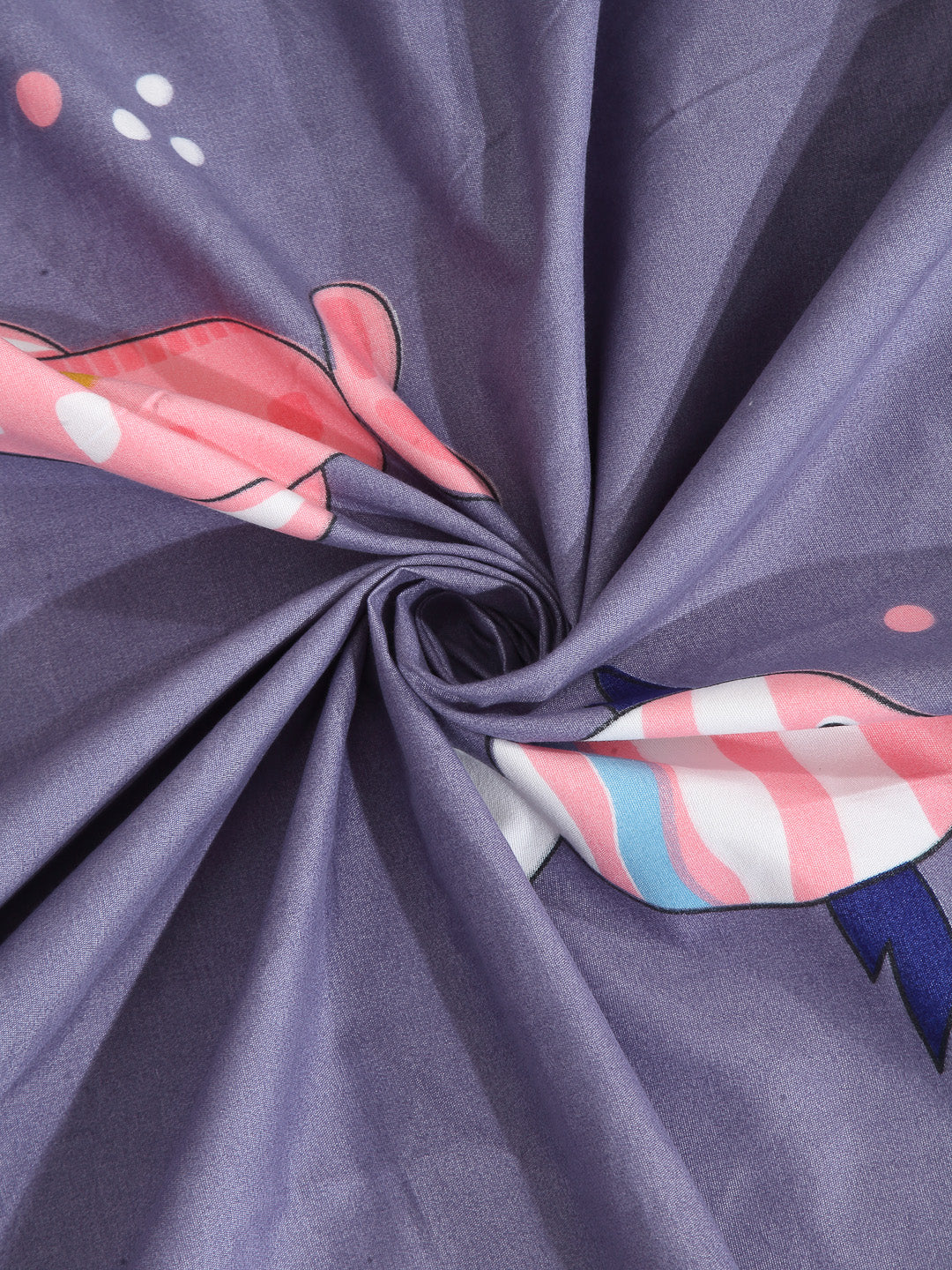 Arrabi Grey Cartoon TC Cotton Blend Double Size Bedsheet with 2 Pillow Covers (250 x 215 cm)