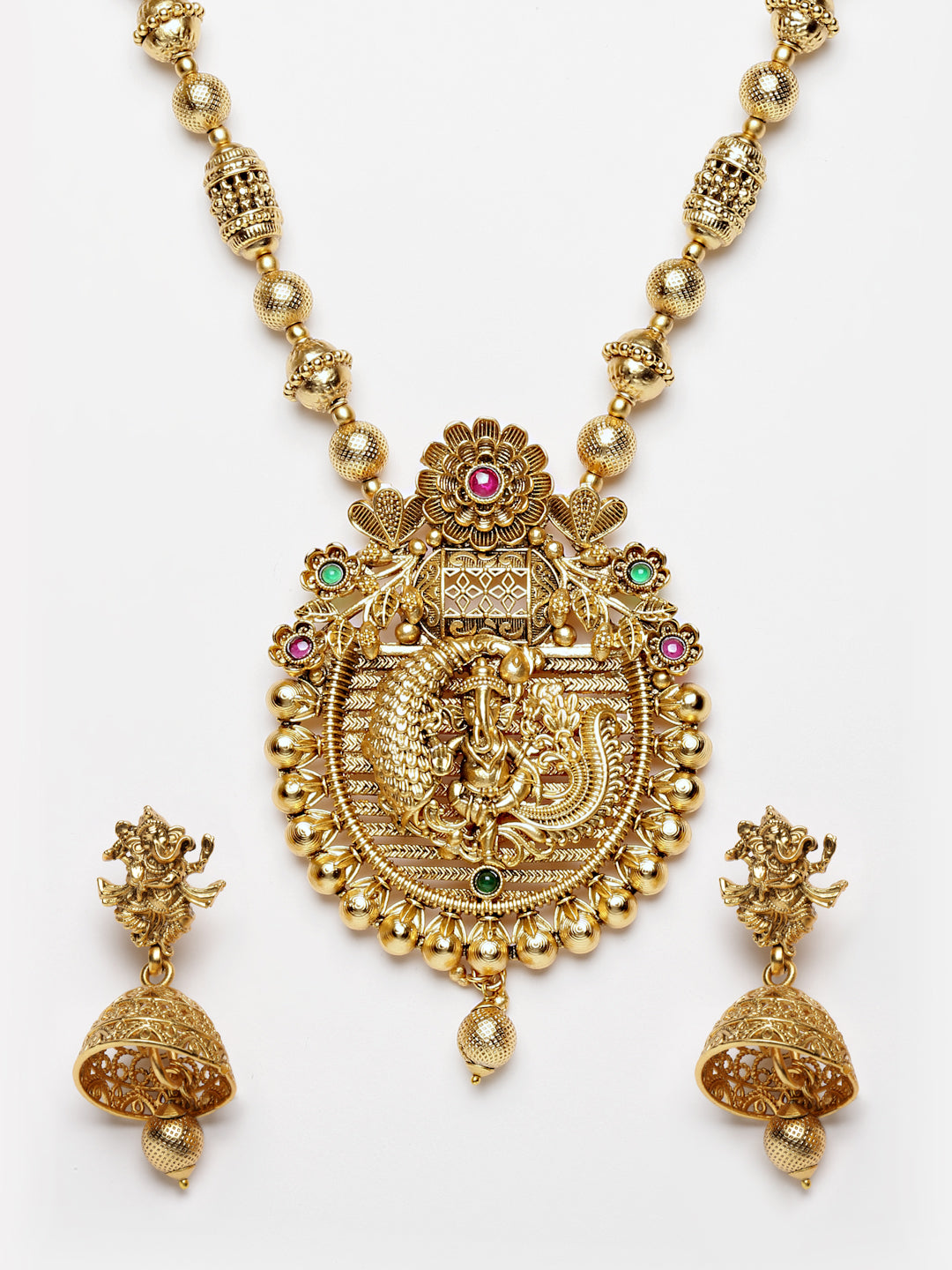 Arrabi Gold Handcrafted Jewellery Set with 2 Earrings(56 cm)