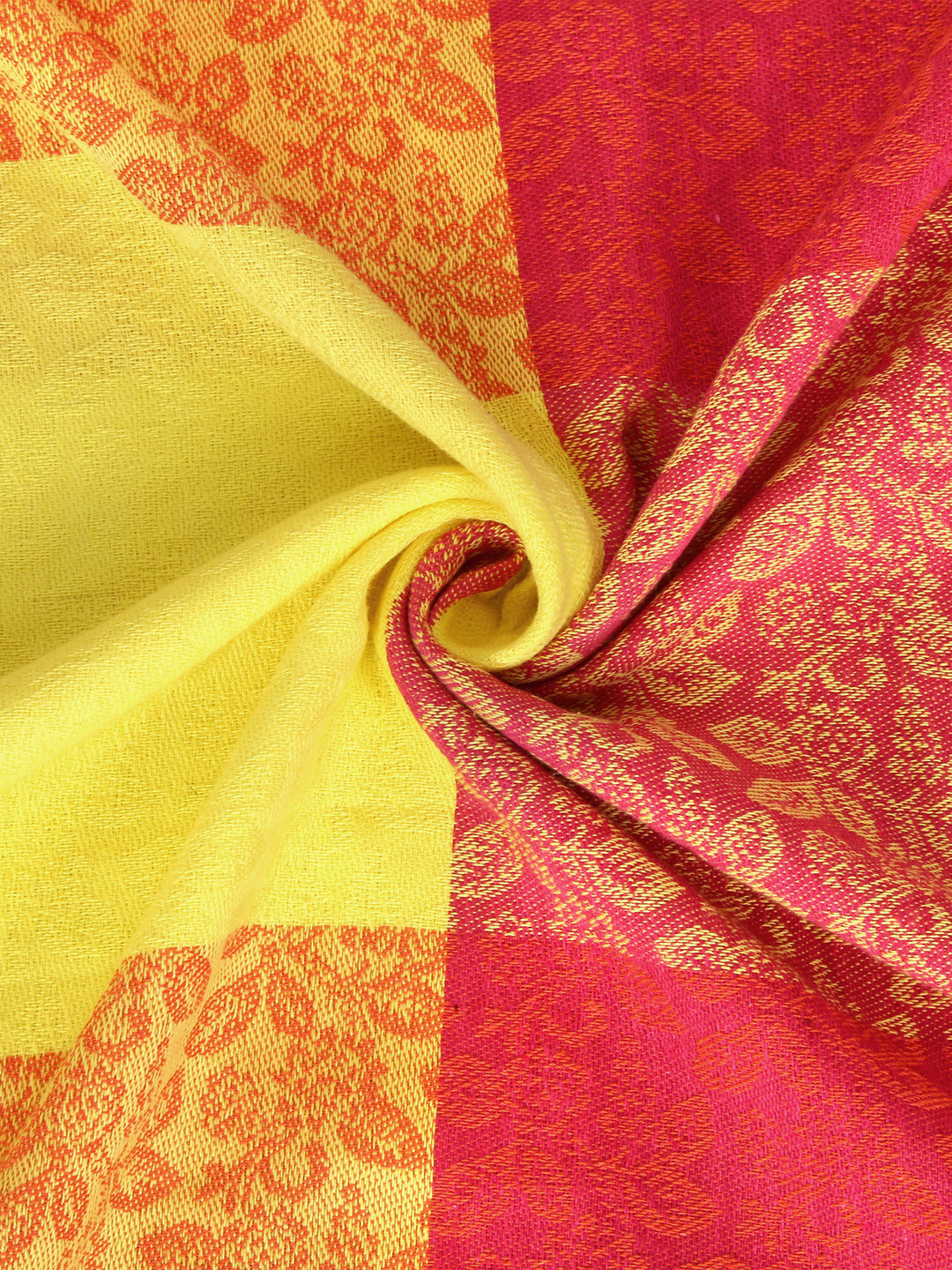 Arrabi Orange Blocks Handwoven Cotton Double Size Bedsheet with 2 Pillow Covers (260 x 230 cm)