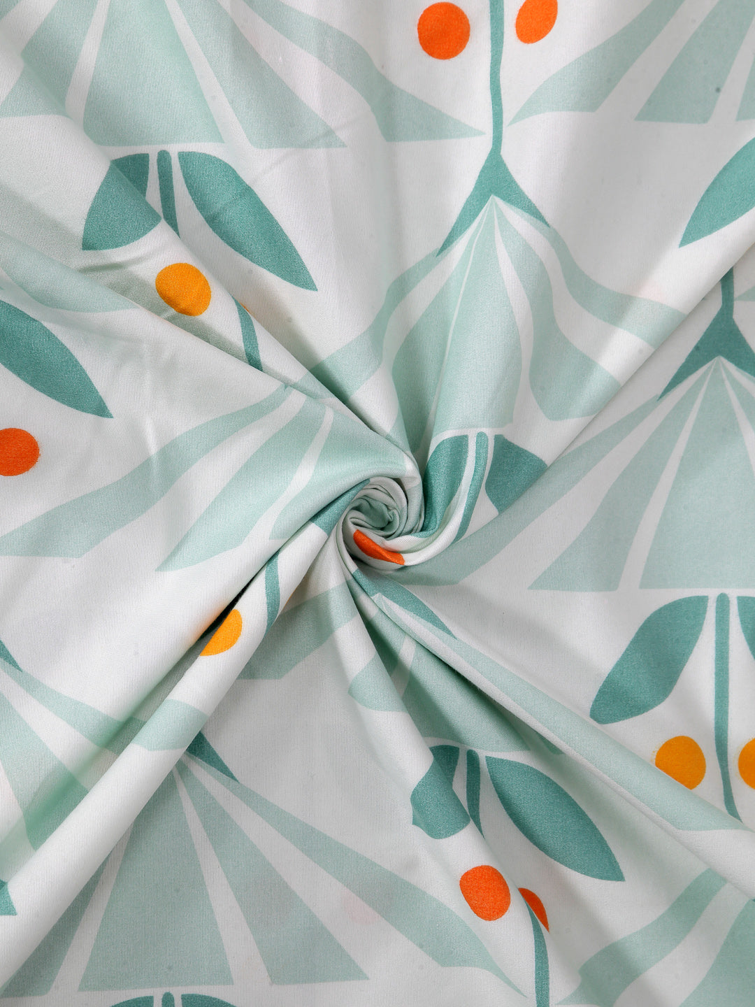 Arrabi Green Leaf TC Cotton Blend King Size Bedsheet with 2 Pillow Covers (250 X 215 cm)