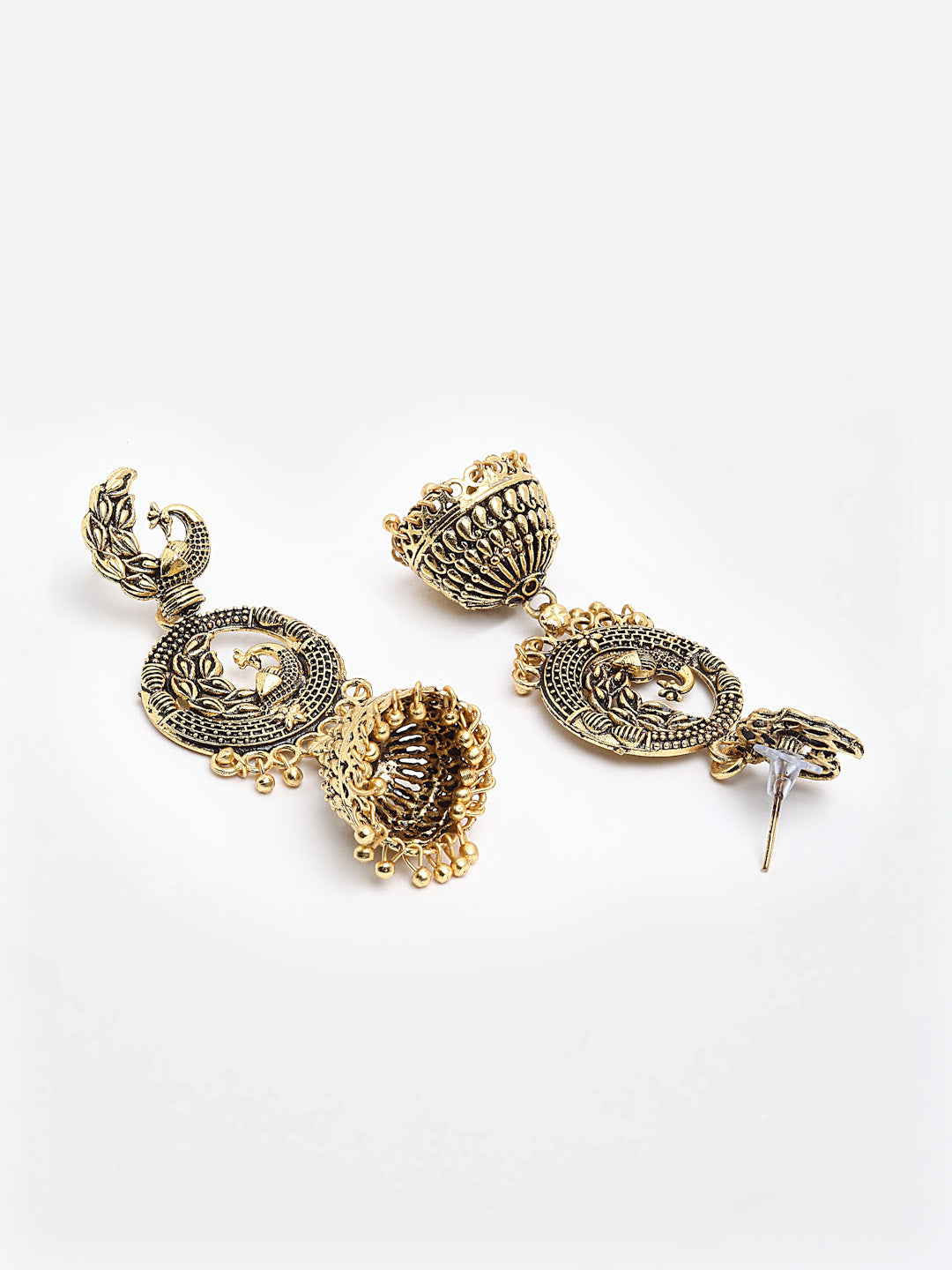 Arrabi Gold Oxidised Earrings (Set of 2) (10 cm)