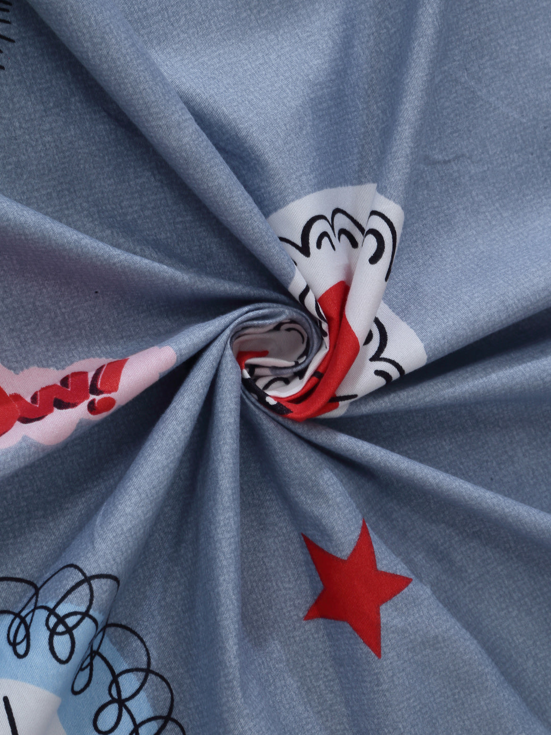 Arrabi Grey Cartoon TC Cotton Blend King Size Bedsheet with 2 Pillow Covers (250 X 215 cm)