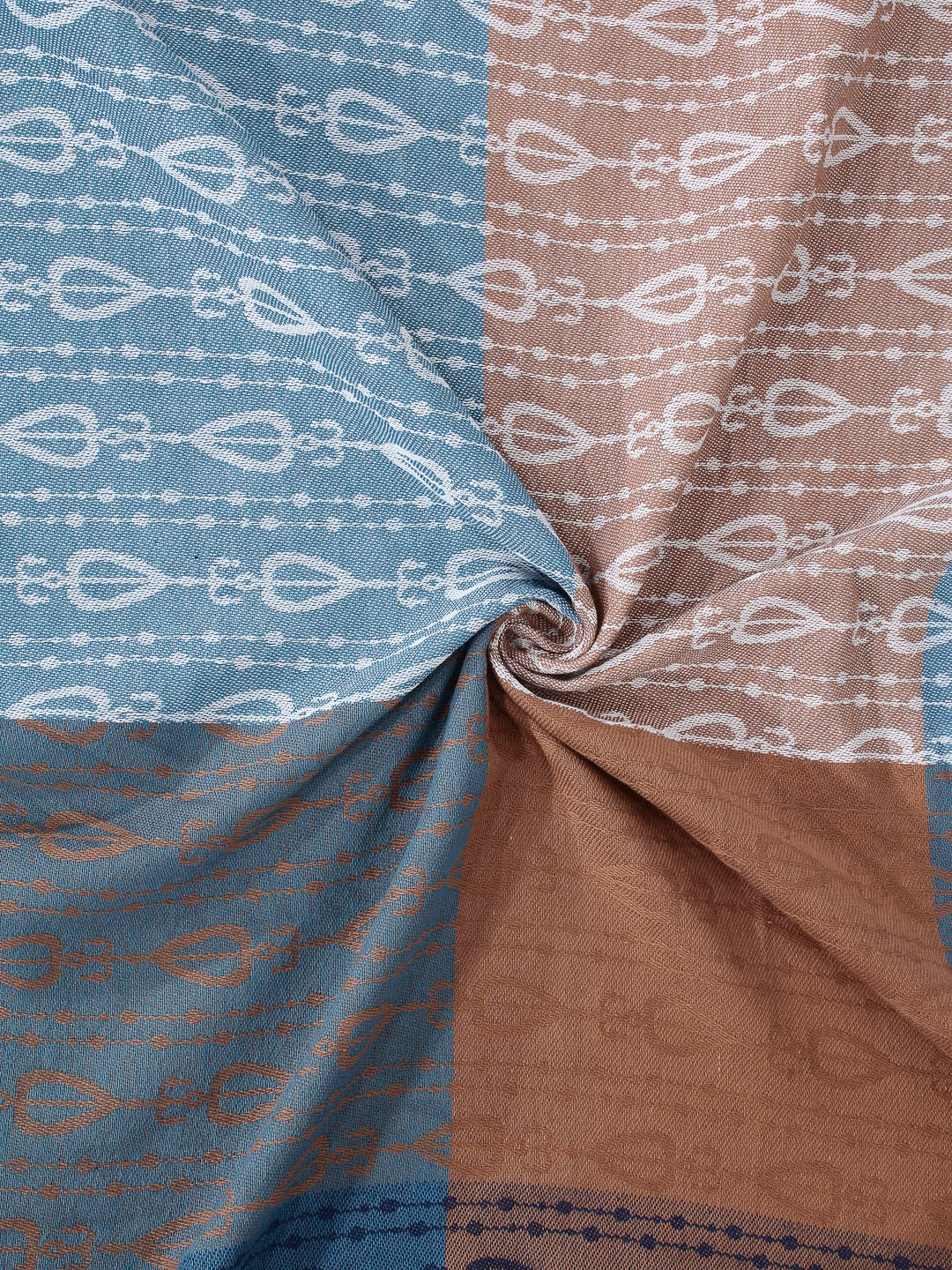 Arrabi Multi Indian Handwoven Cotton Super King Size Bedsheet with 2 Pillow Covers (270 X 260 cm)