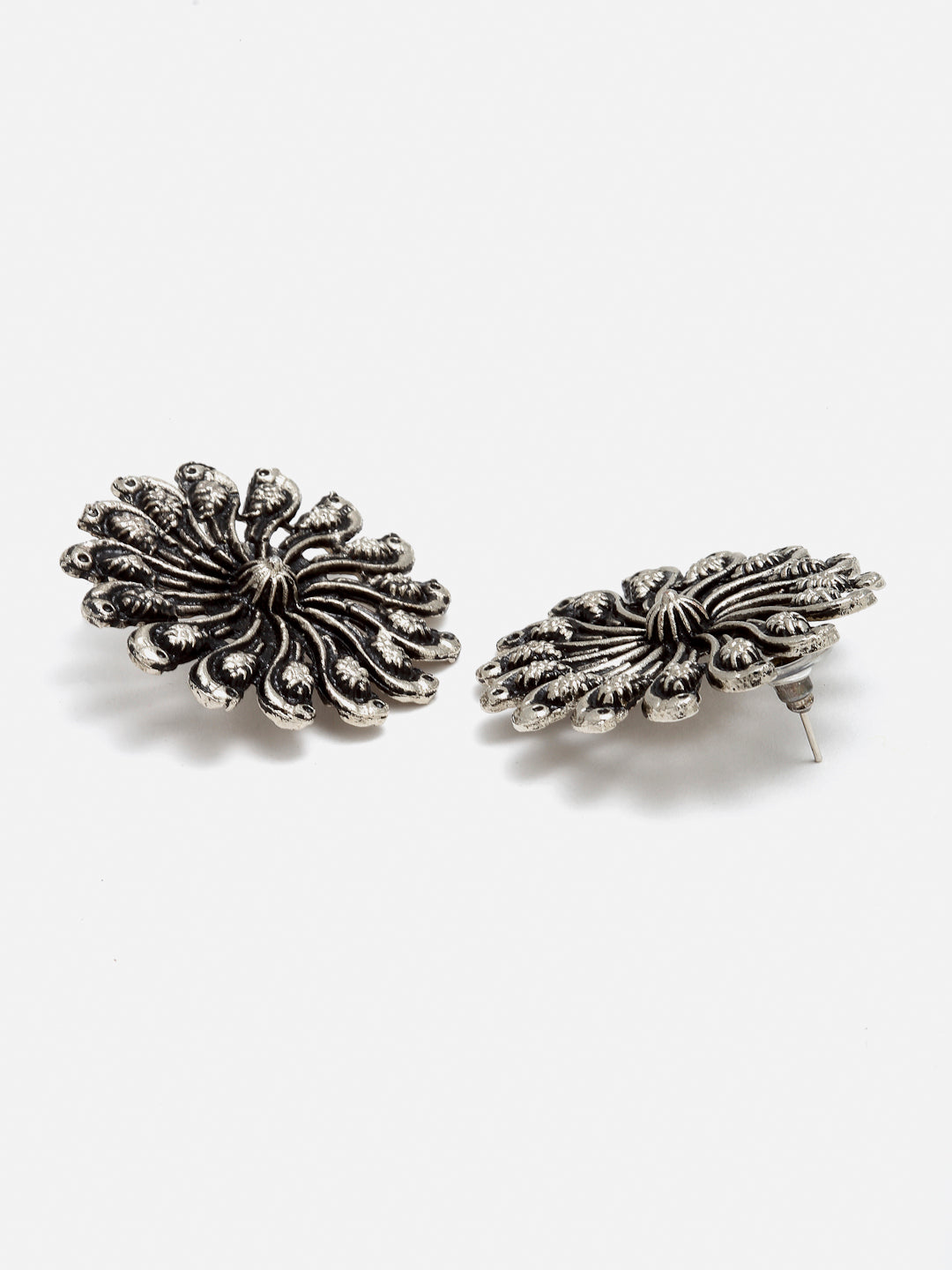 Arrabi Metallic Oxidised Jewellery Set with 2 Earrings (40 cm)