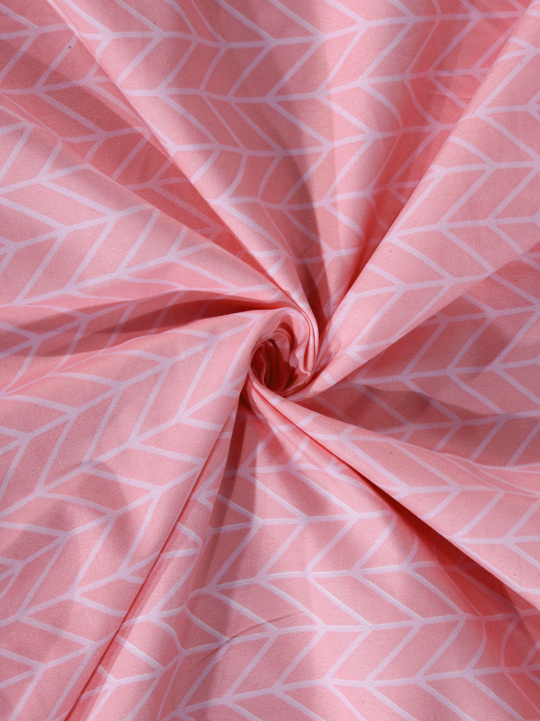 Arrabi Pink Chevrons TC Cotton Blend Double Size Bedsheet with 2 Pillow Covers