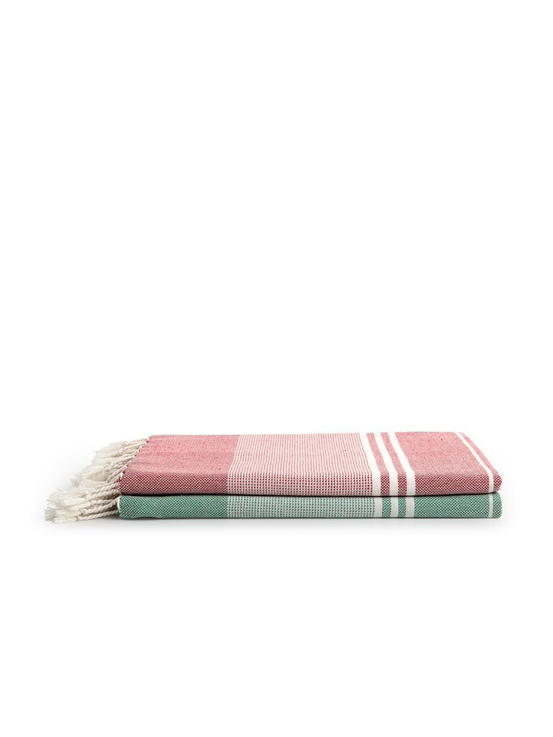 Arrabi Multi Stripes Handwoven Cotton Bath Towel (Set of 2) (150 x 75 cm)