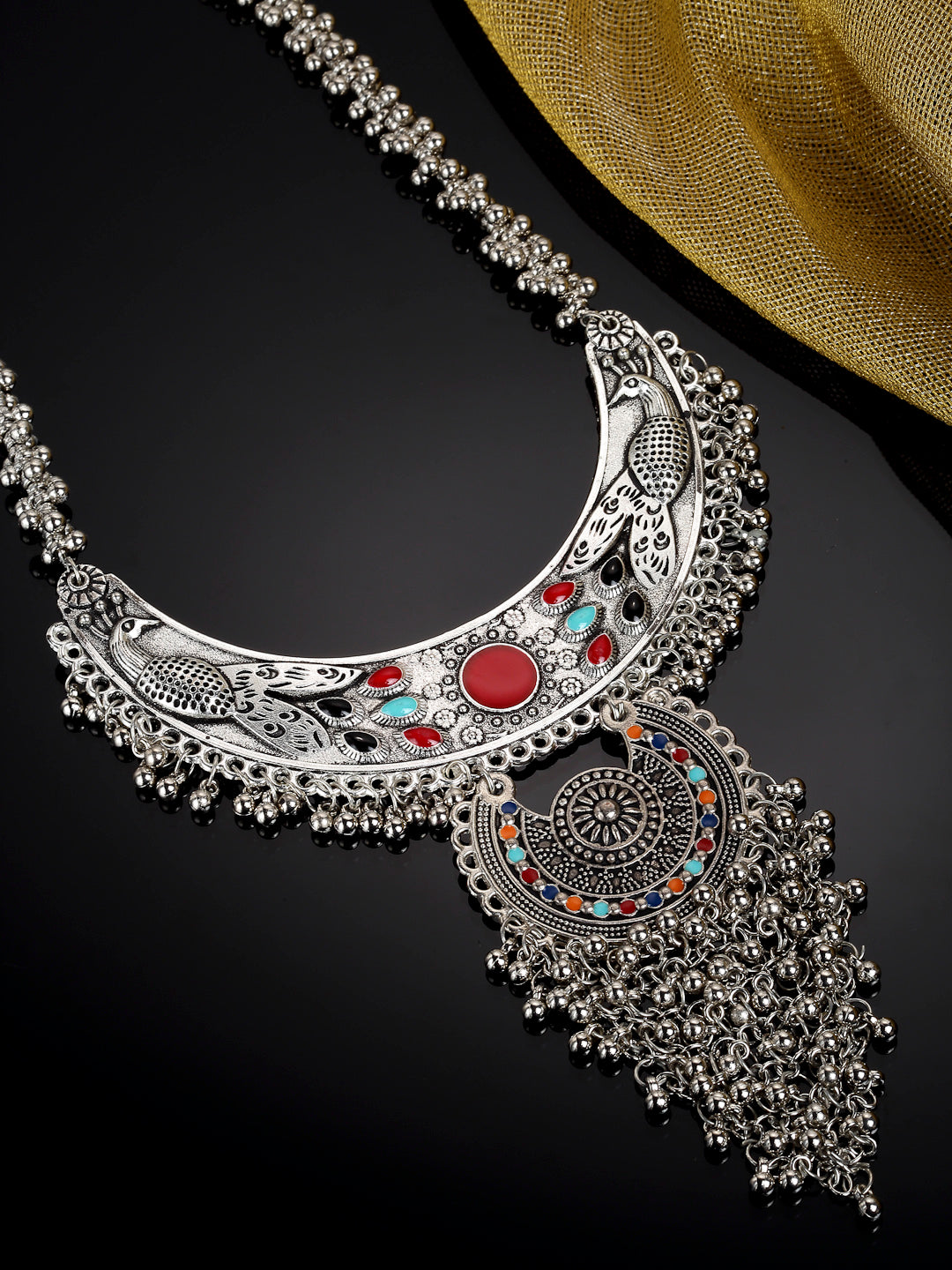 Arrabi Metallic Oxidised Necklace (30 cm)