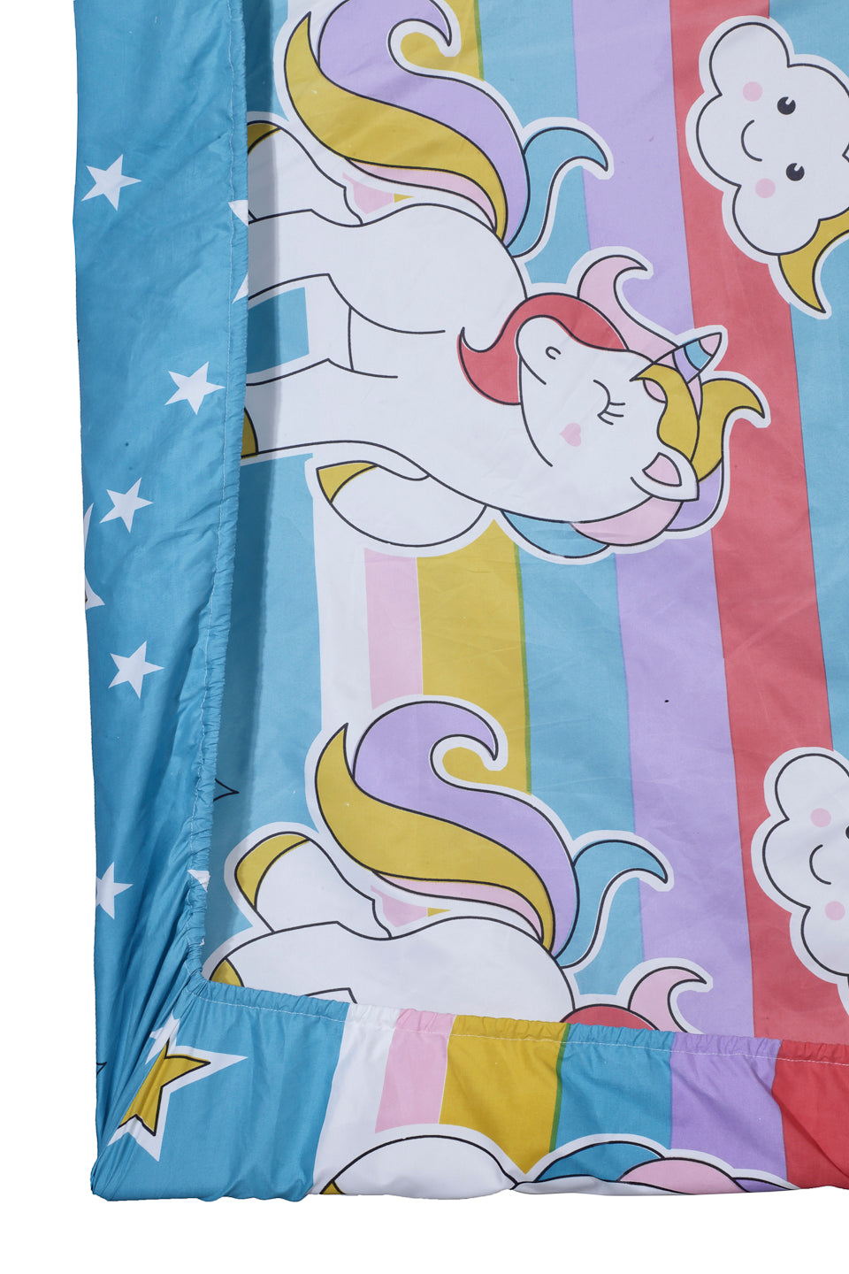 Arrabi Multi Cartoon TC Cotton Blend Double Size Fitted Bedsheet with 2 Pillow Covers (250 X 220 cm)