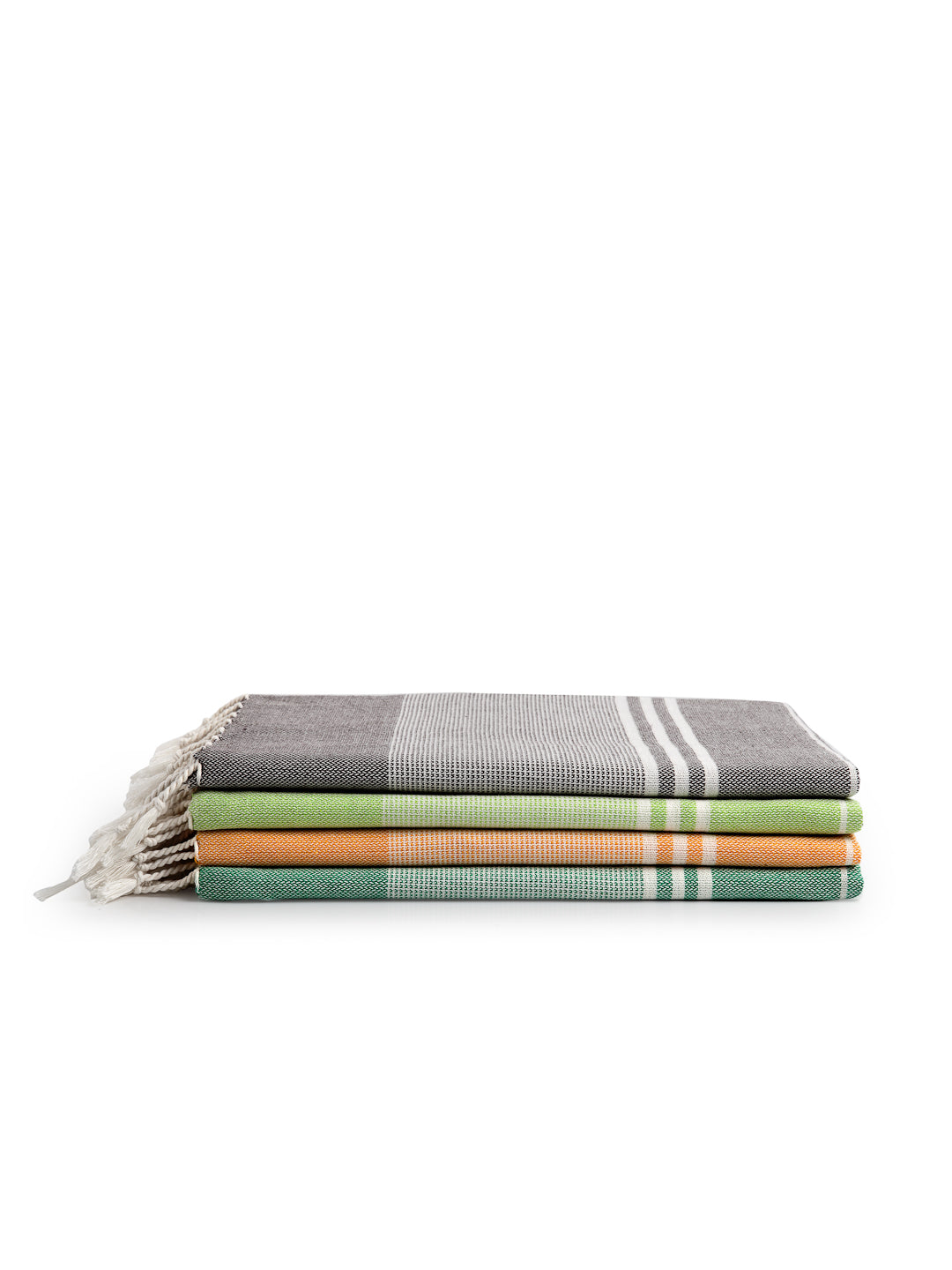 Arrabi Multi Stripes Handwoven Cotton Bath Towel (Set of 4) (150 x 75 cm)