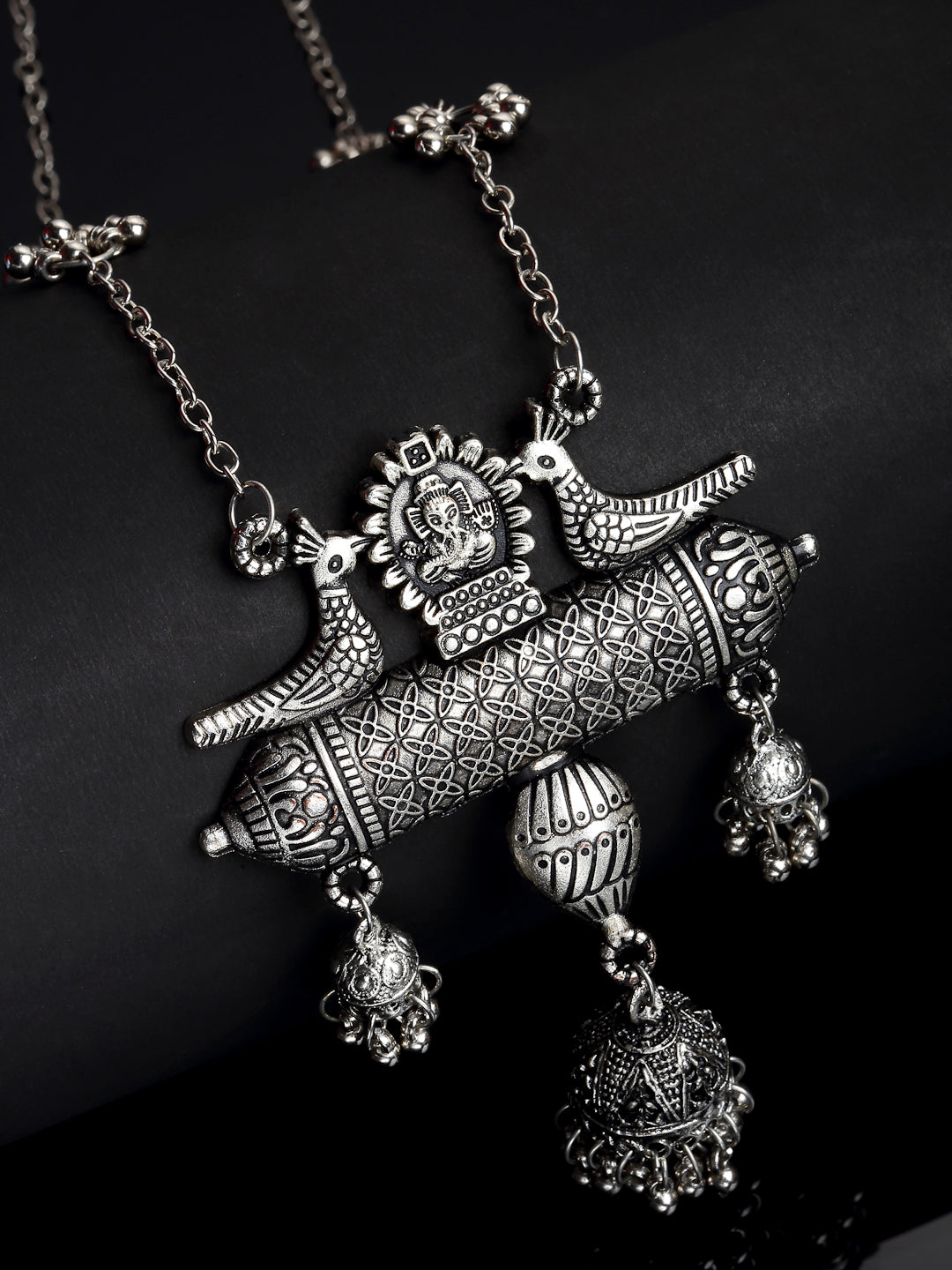 Arrabi Metallic Oxidised Necklace (30 cm)