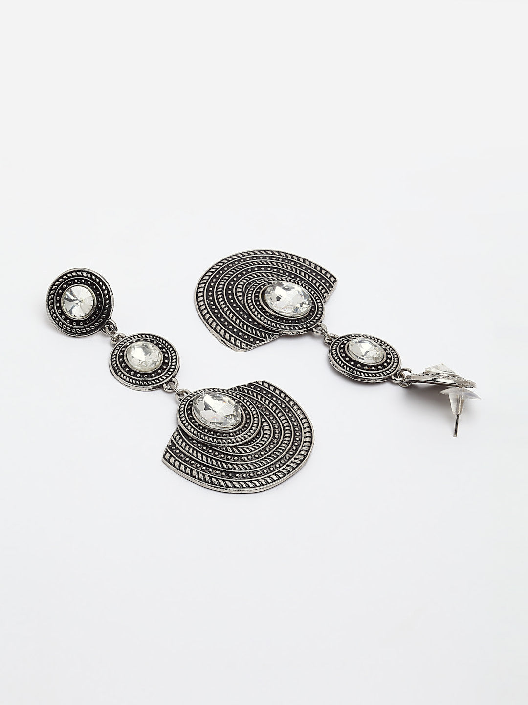 Arrabi Metallic Oxidised Earrings (Set of 2) (10 cm)
