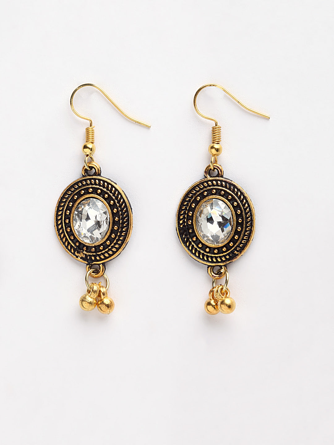 Arrabi Gold Meenakari Jewellery Set with 2 Earrings (30 cm)