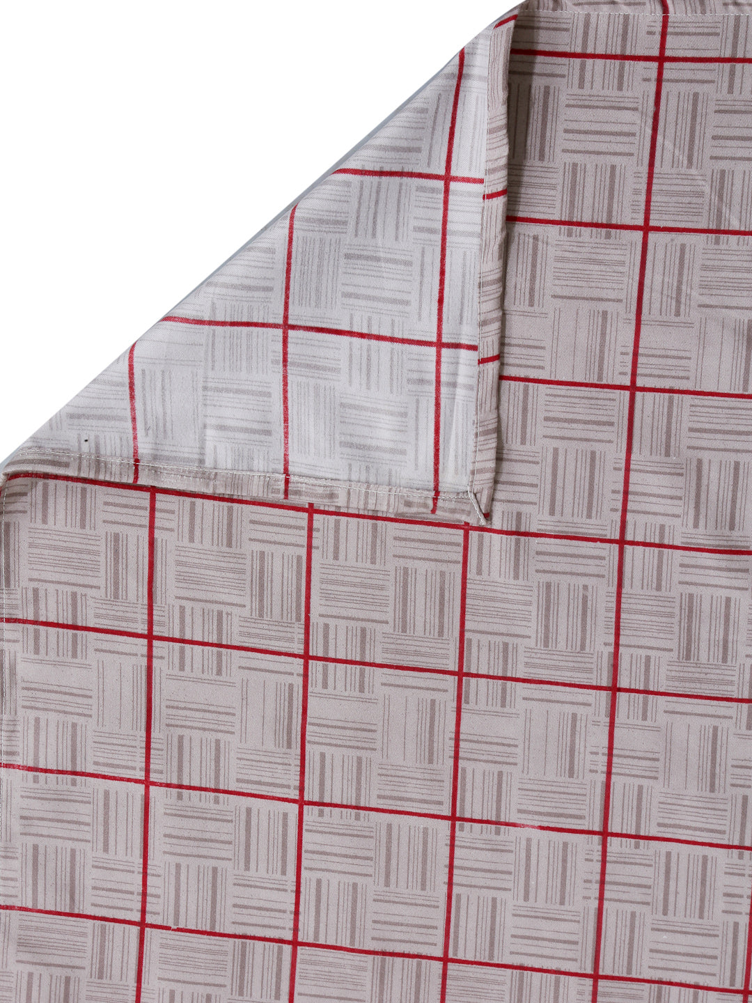 Arrabi Grey Checks TC Cotton Blend 6 Seater Table Cover (180 x 130 cm)