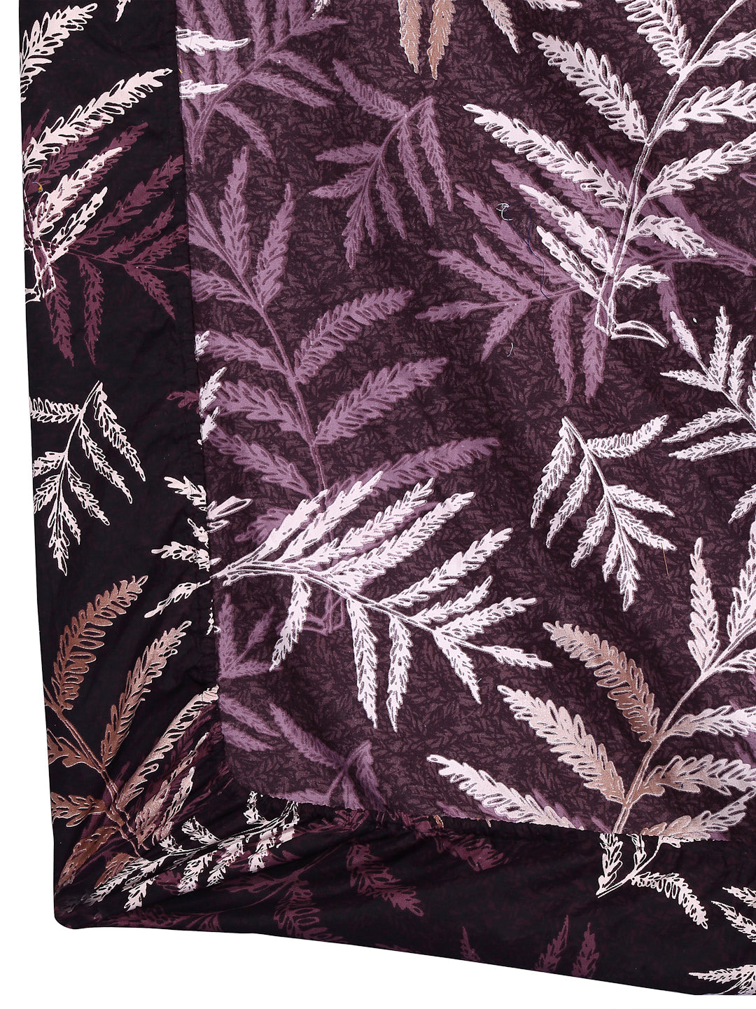 Arrabi Brown Leaf TC Cotton Blend Double Size Fitted Bedsheet with 2 Pillow Covers (250 X 220 cm)