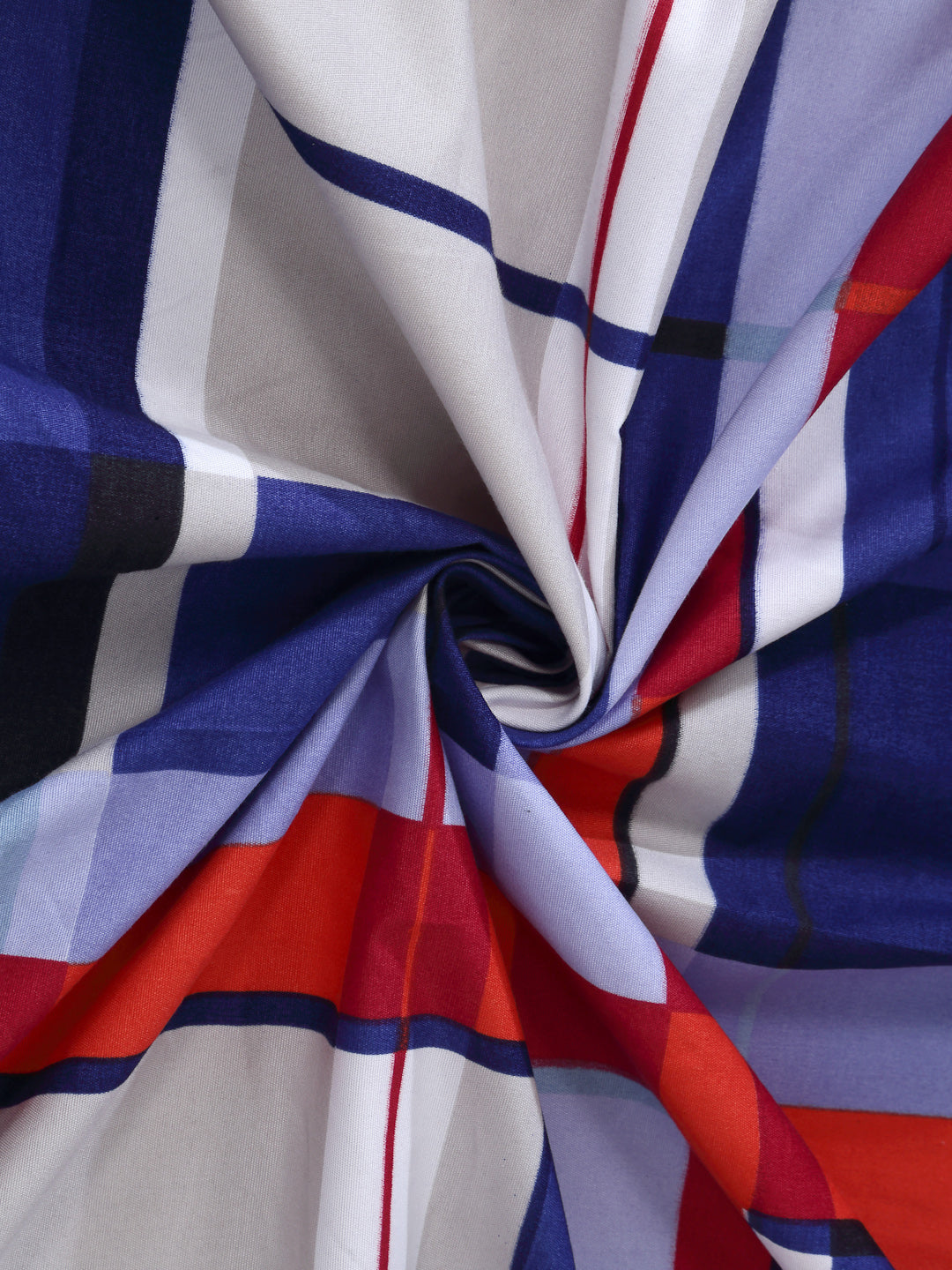 Arrabi Blue Geometric TC Cotton Blend King Size Bedsheet with 2 Pillow Covers (250 X 215 cm)