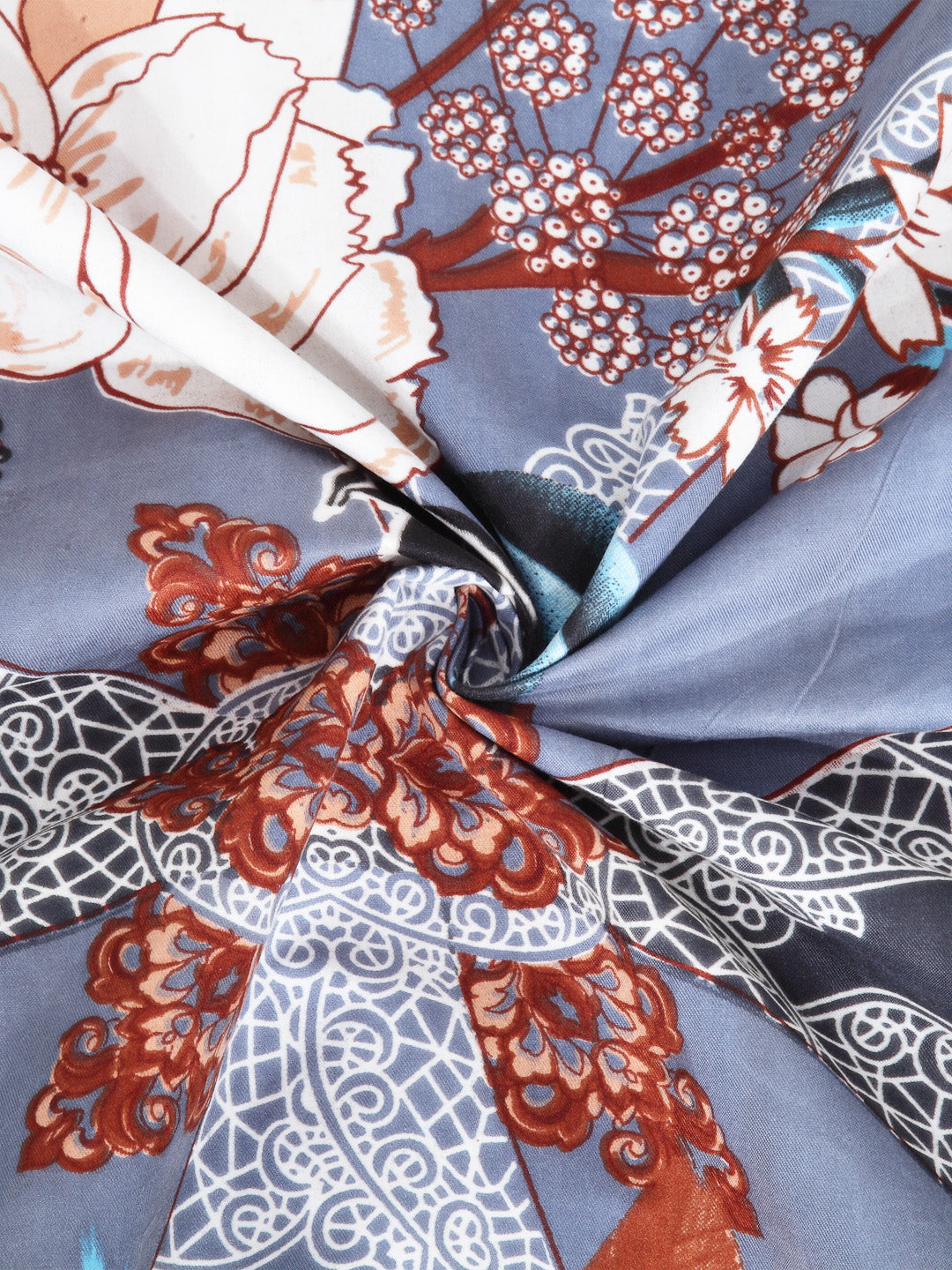 Arrabi Multi Floral TC Cotton Blend Single Size Fitted Bedsheet with 1 Pillow Cover (220 X 150 cm)