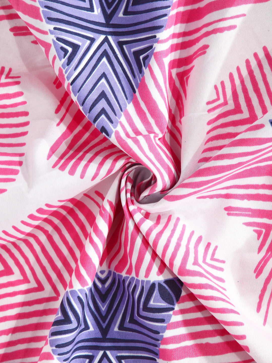 Arrabi Pink Graphic TC Cotton Blend King Size Fitted Bedsheet with 2 Pillow Covers (250 X 215 Cm )