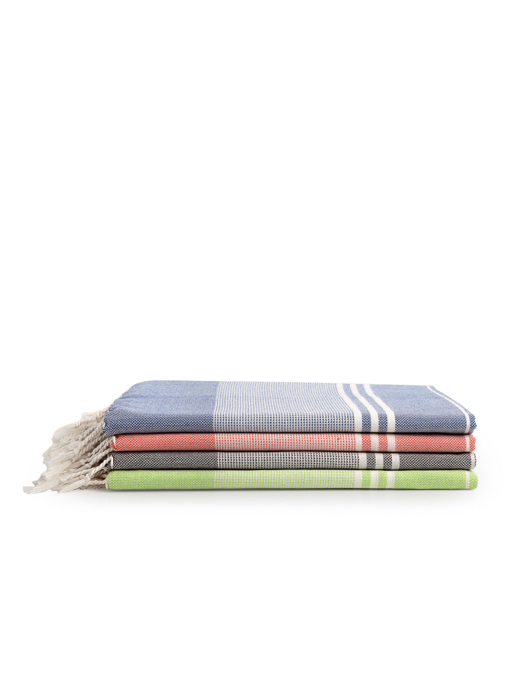Arrabi Multi Stripes Handwoven Cotton Bath Towel (Set of 4) (150 x 75 cm)