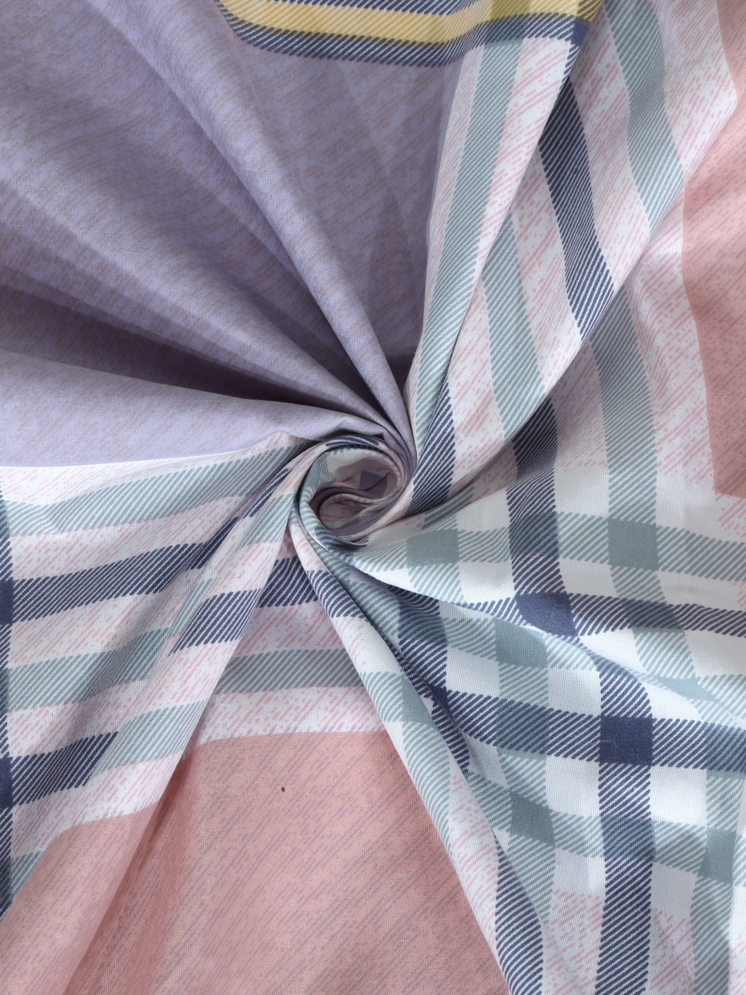 Arrabi Multi Geometric TC Cotton Blend King Size Fitted Bedsheet with 2 Pillow Covers(250 X 215 Cm )