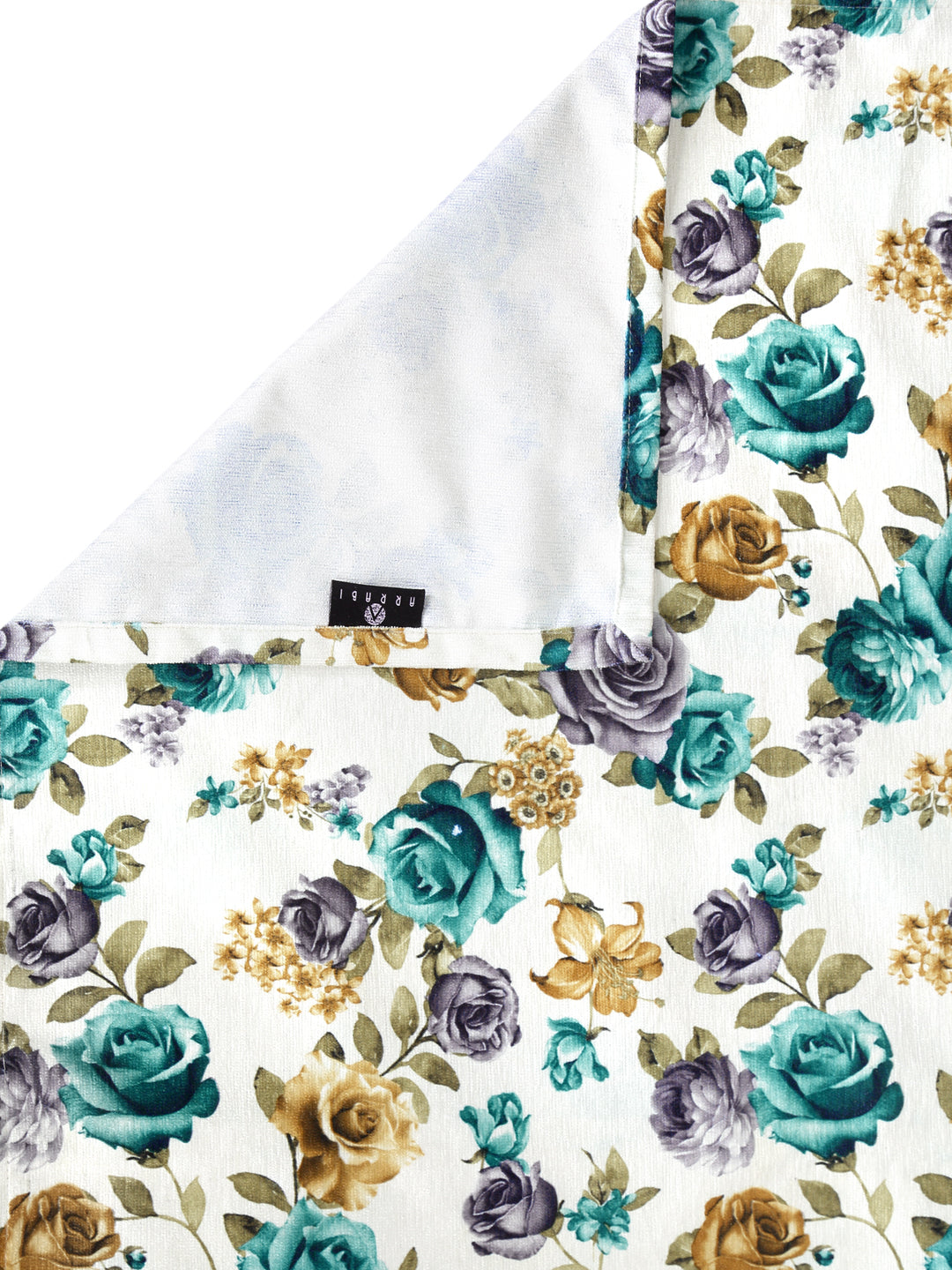 Arrabi White Set of 6 Floral Handwoven Chenille Diwan Set (225 x150 cm)