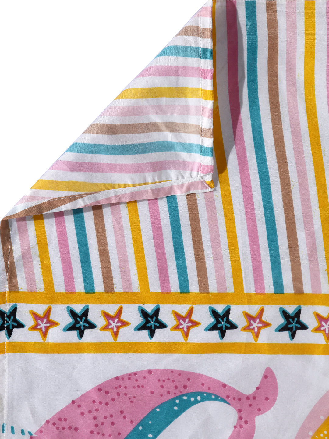 Arrabi White Cartoon TC Cotton Blend Double Size Bedsheet with 2 Pillow Cover